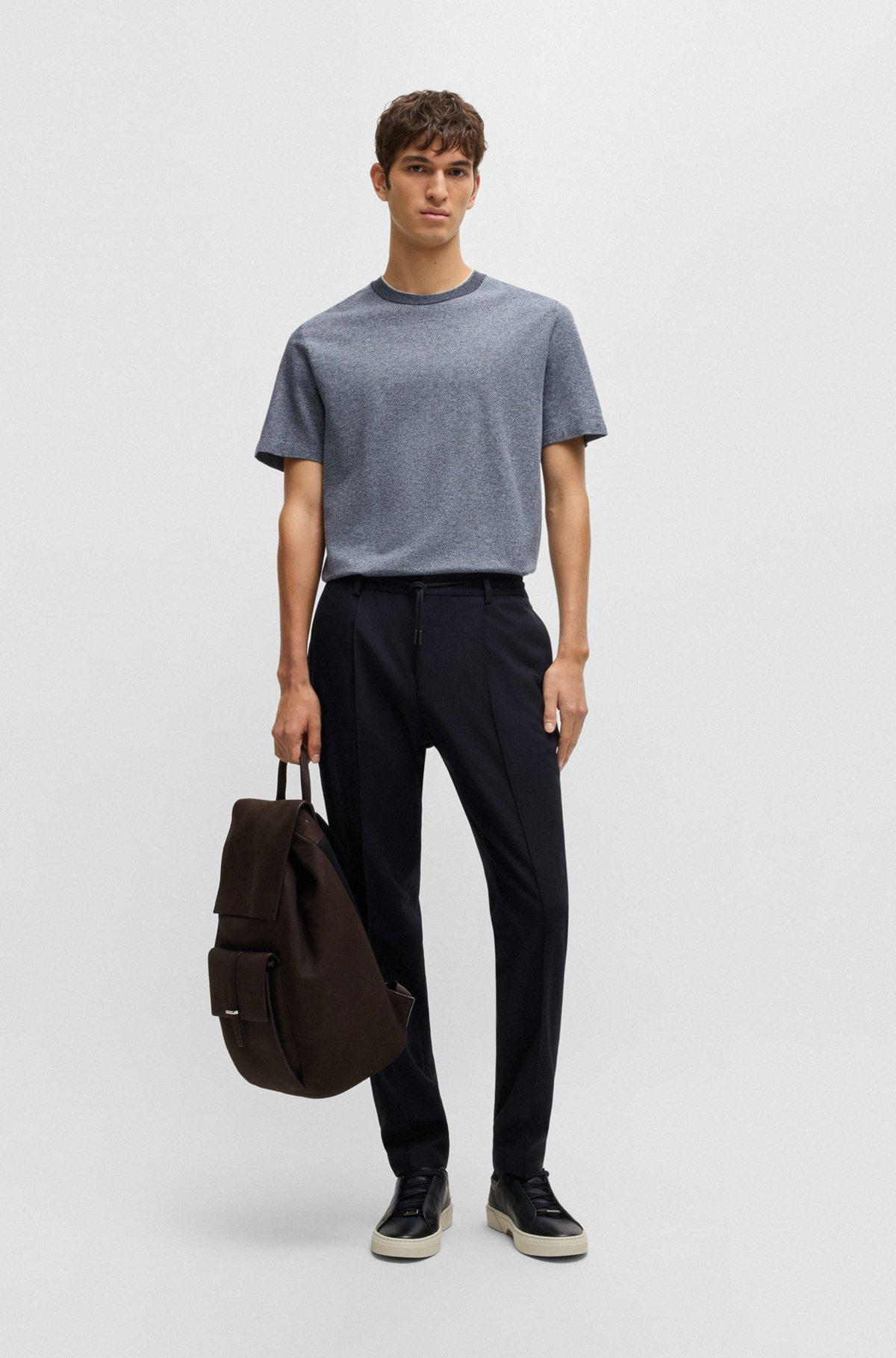 Slim-fit trousers in a structured stretch-wool blend Product Image