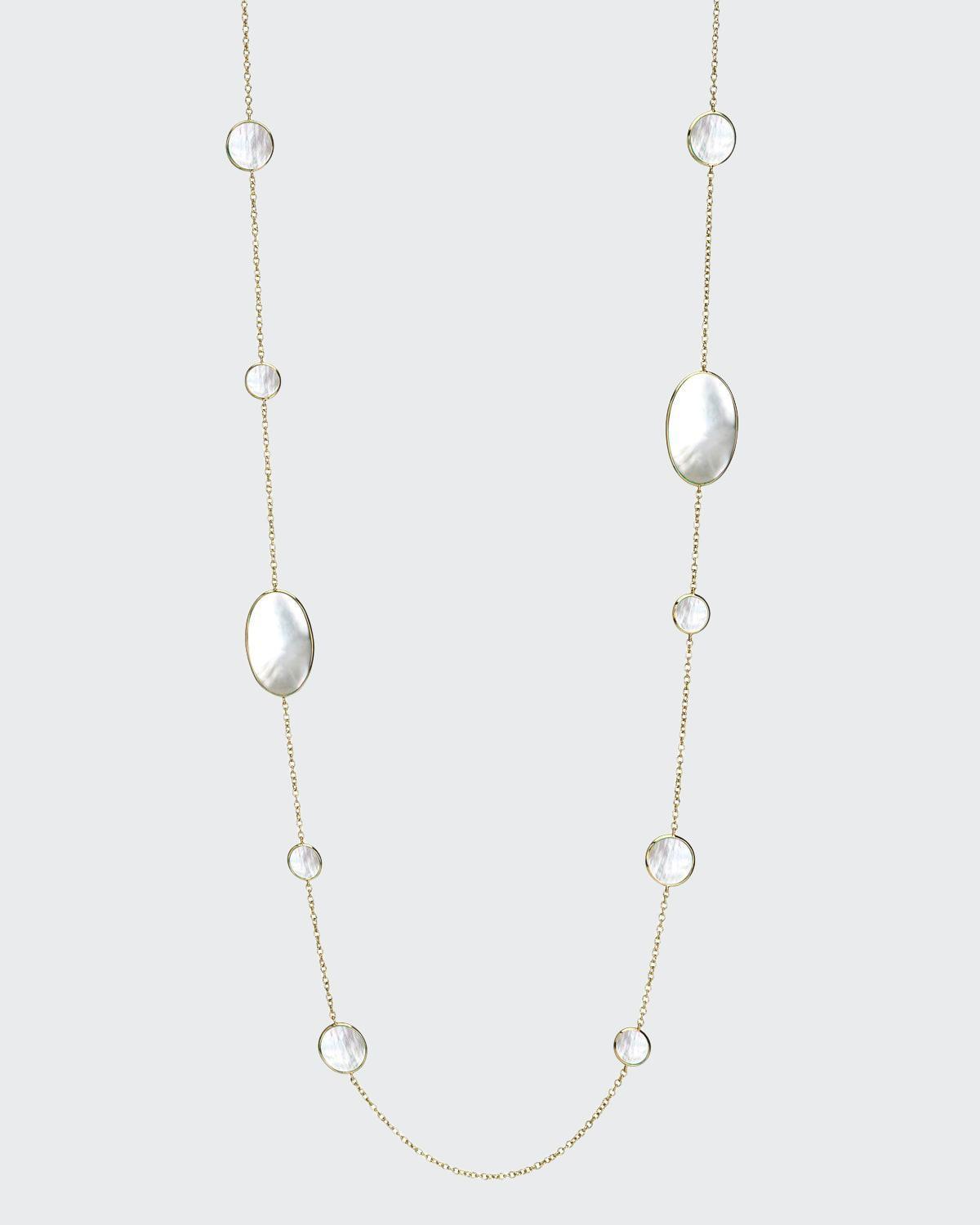 Ippolita 18K Yellow Gold Polished Rock Candy Circle Oval Station Necklace in Mother-Of-Pearl, 37 Product Image