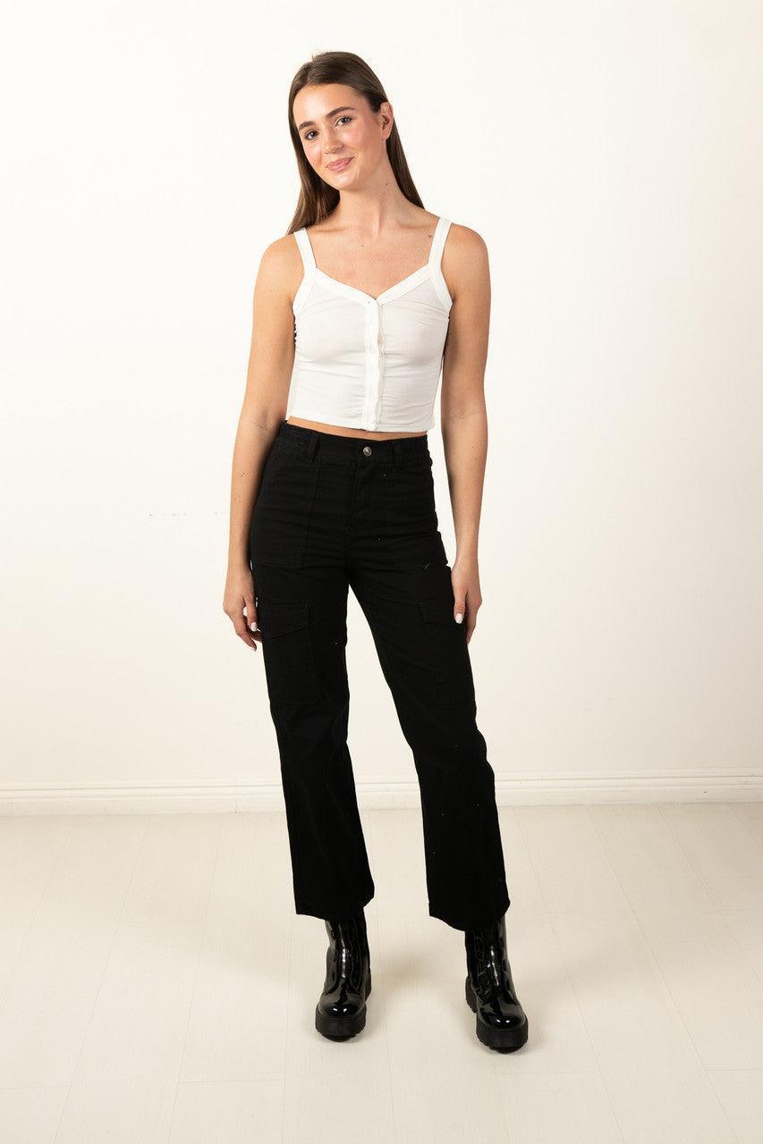 White Button Down Tank Top Product Image