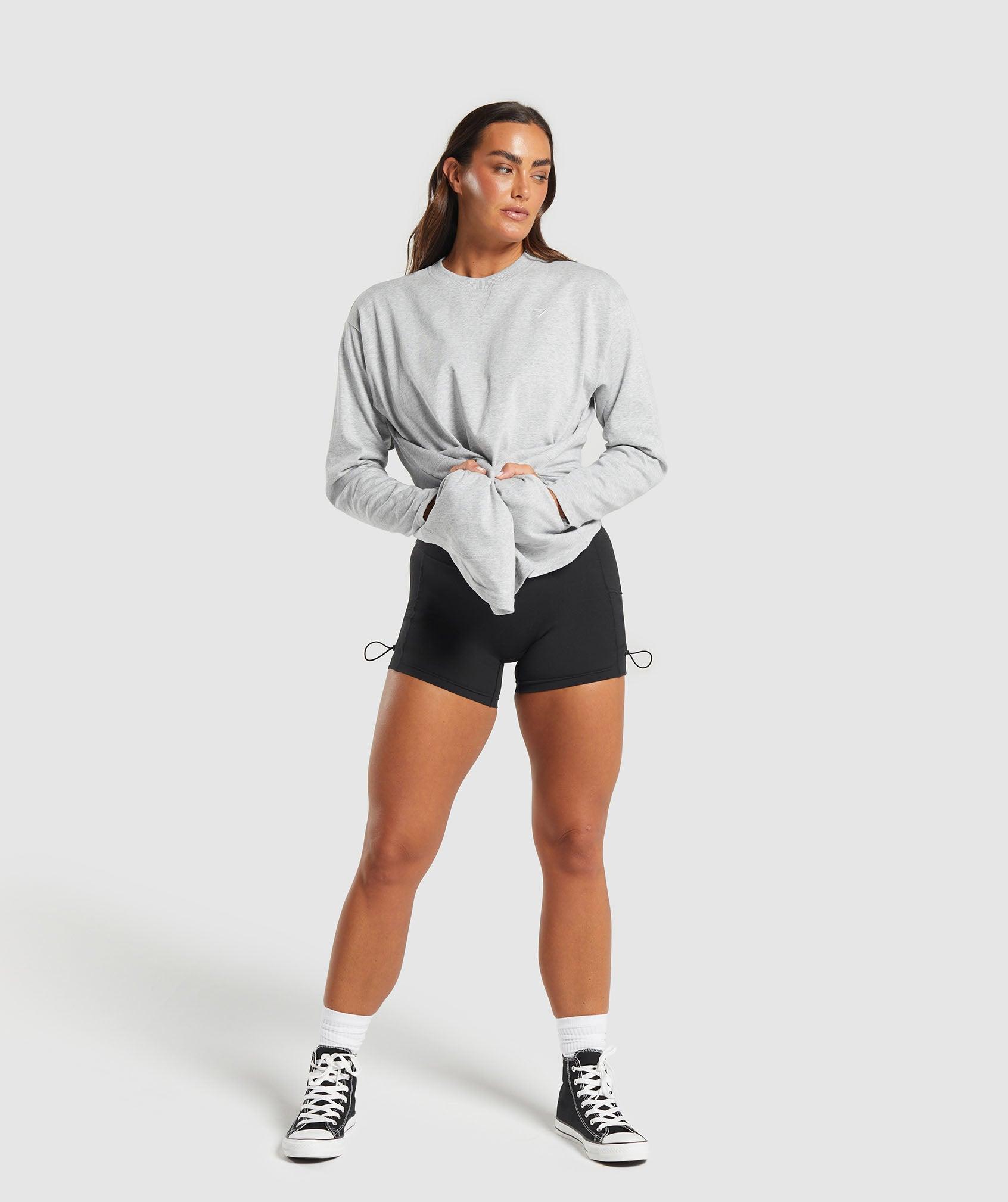 Gymshark Heavyweight Cotton Long Sleeve Top - Light Grey Marl Female Product Image