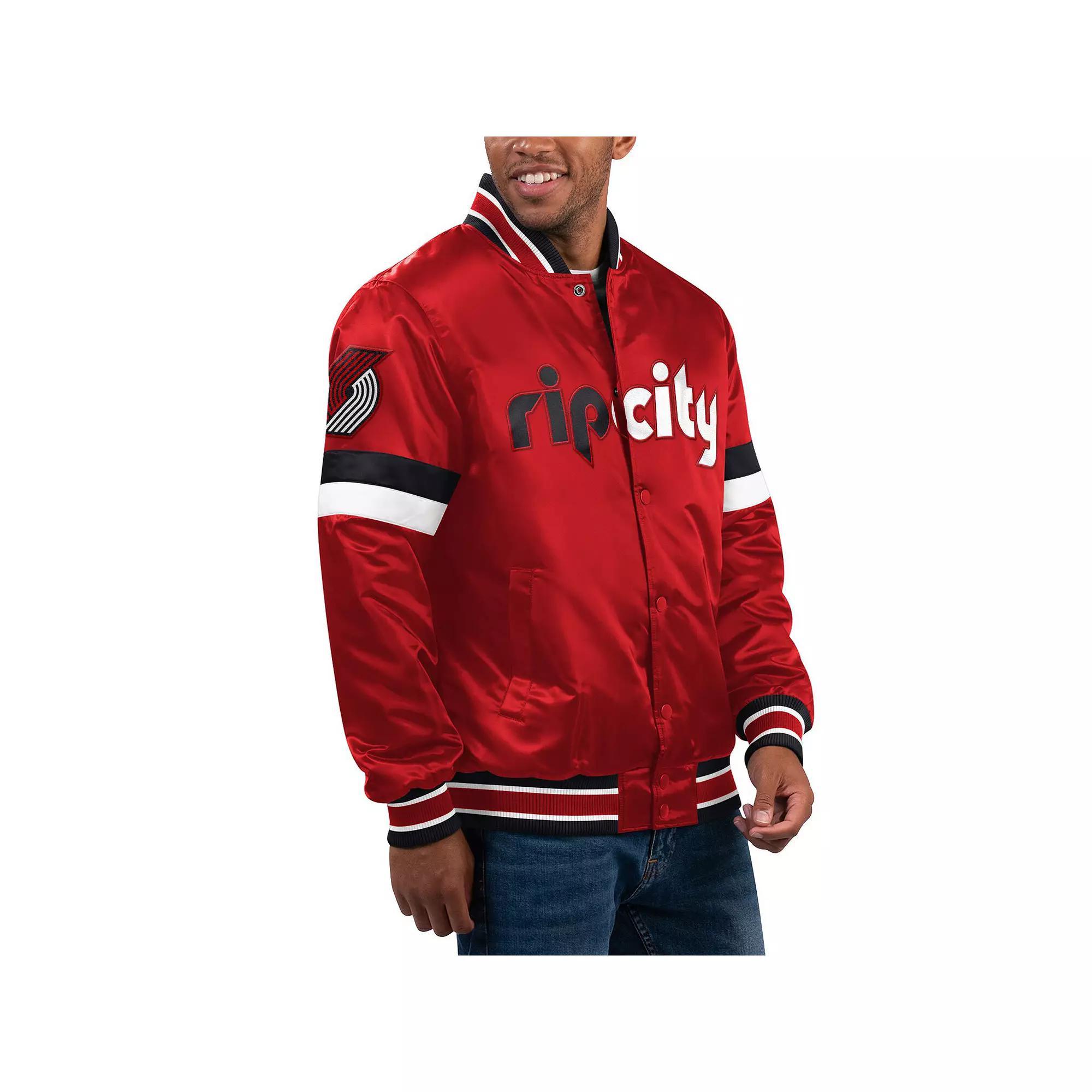 Men's Starter Red Portland Trail Blazers Home Game Satin Full-Snap Varsity Jacket,  Product Image