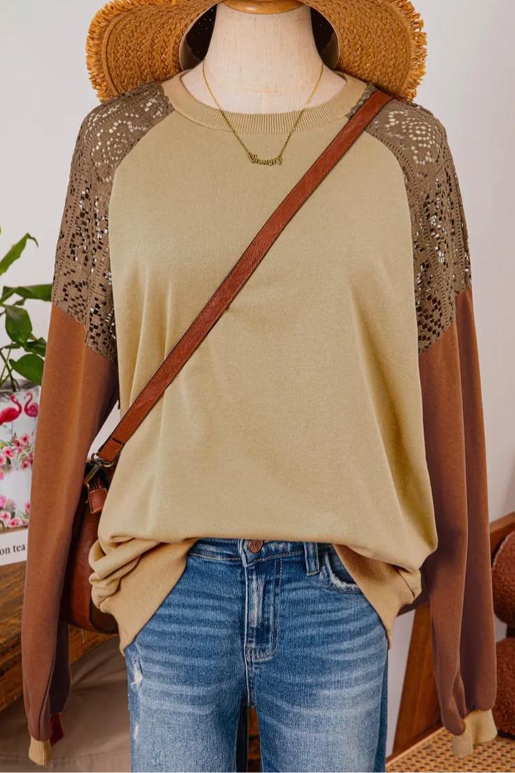 Lace Colorblock Sweatshirt Product Image