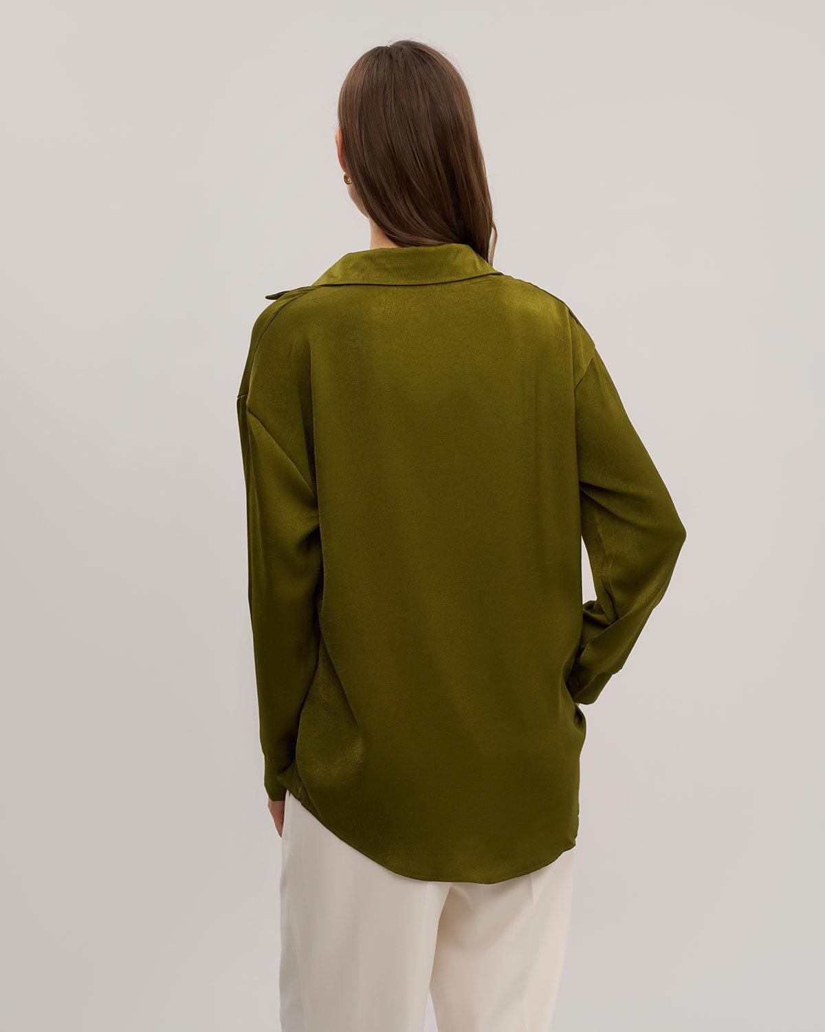 Green Button Loose Shirt Product Image