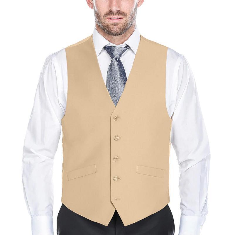 Vanderbilt Collection- Classic Dress Vest 5 Buttons Regular Fit In Beige Product Image