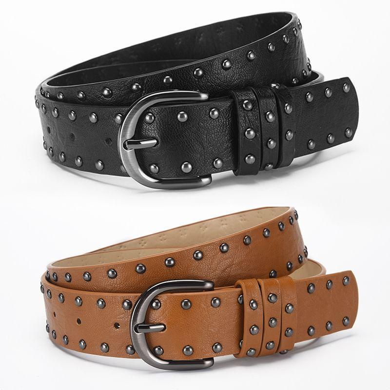 Studded Faux Leather Belt Product Image