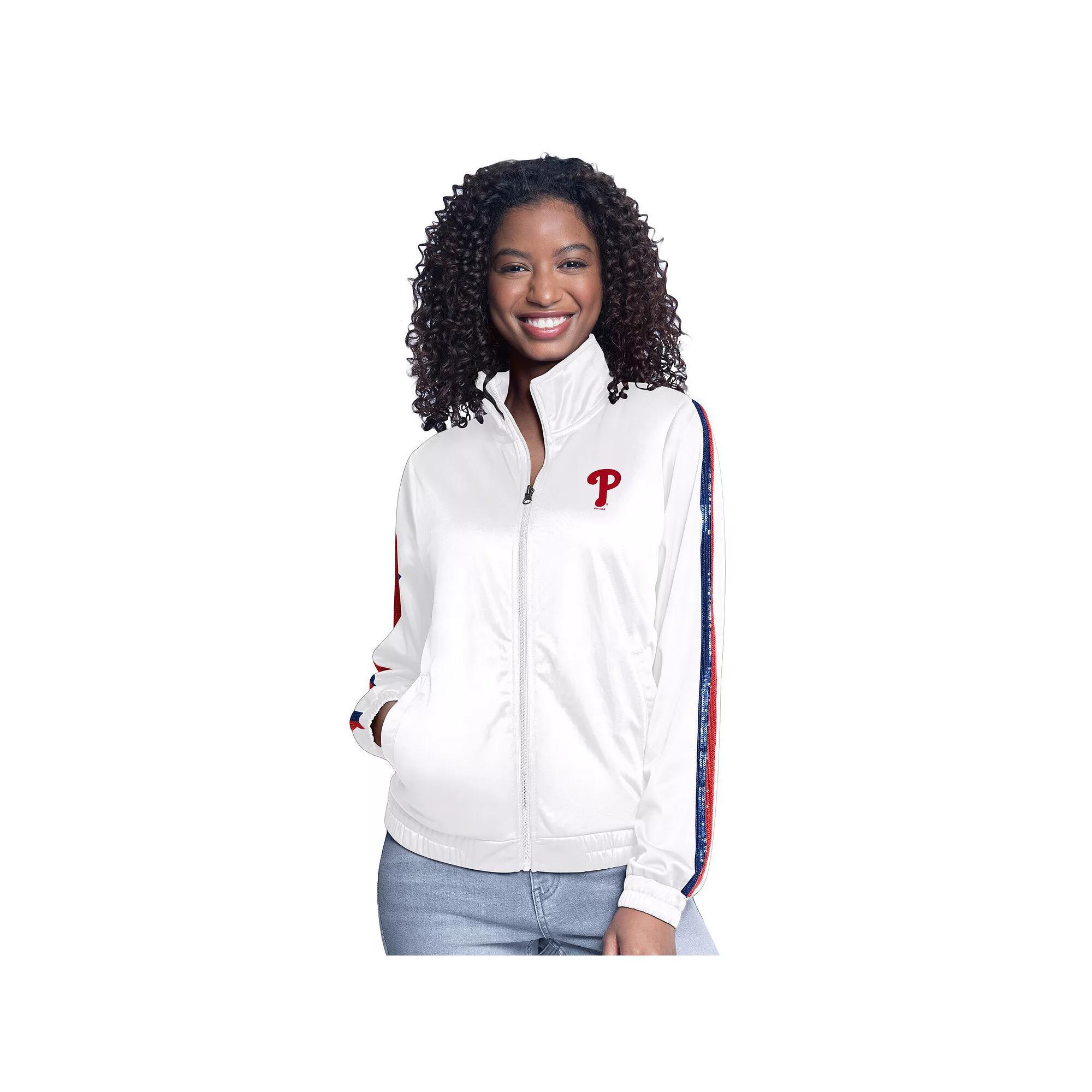 Women's G-III Sports by Carl Banks  White Philadelphia Phillies Gear II Full-Zip Track Jacket, Size: Medium Product Image