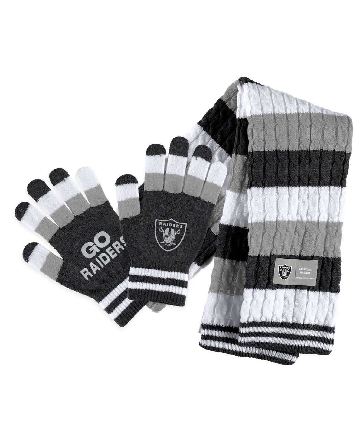 Womens WEAR by Erin Andrews Carolina Panthers Striped Scarf & Gloves Set Product Image