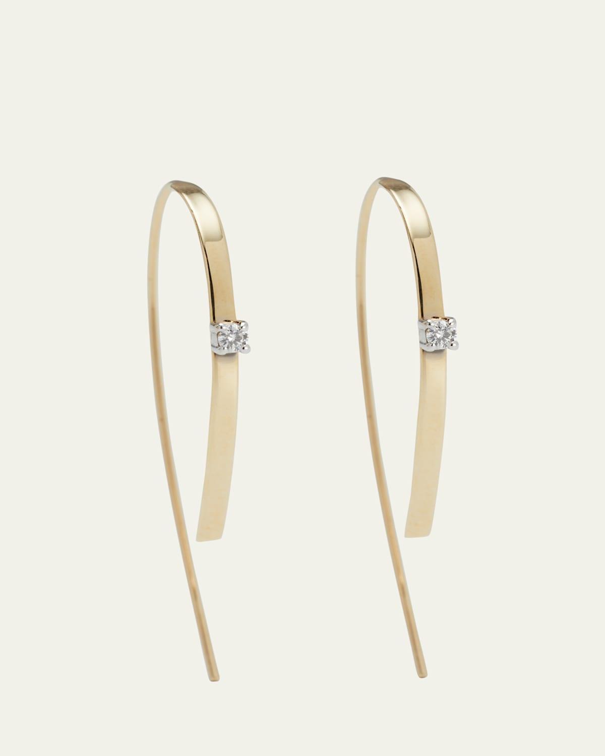 Small Flat Forward Facing Hooked On Hoop Earrings with Diamonds Product Image