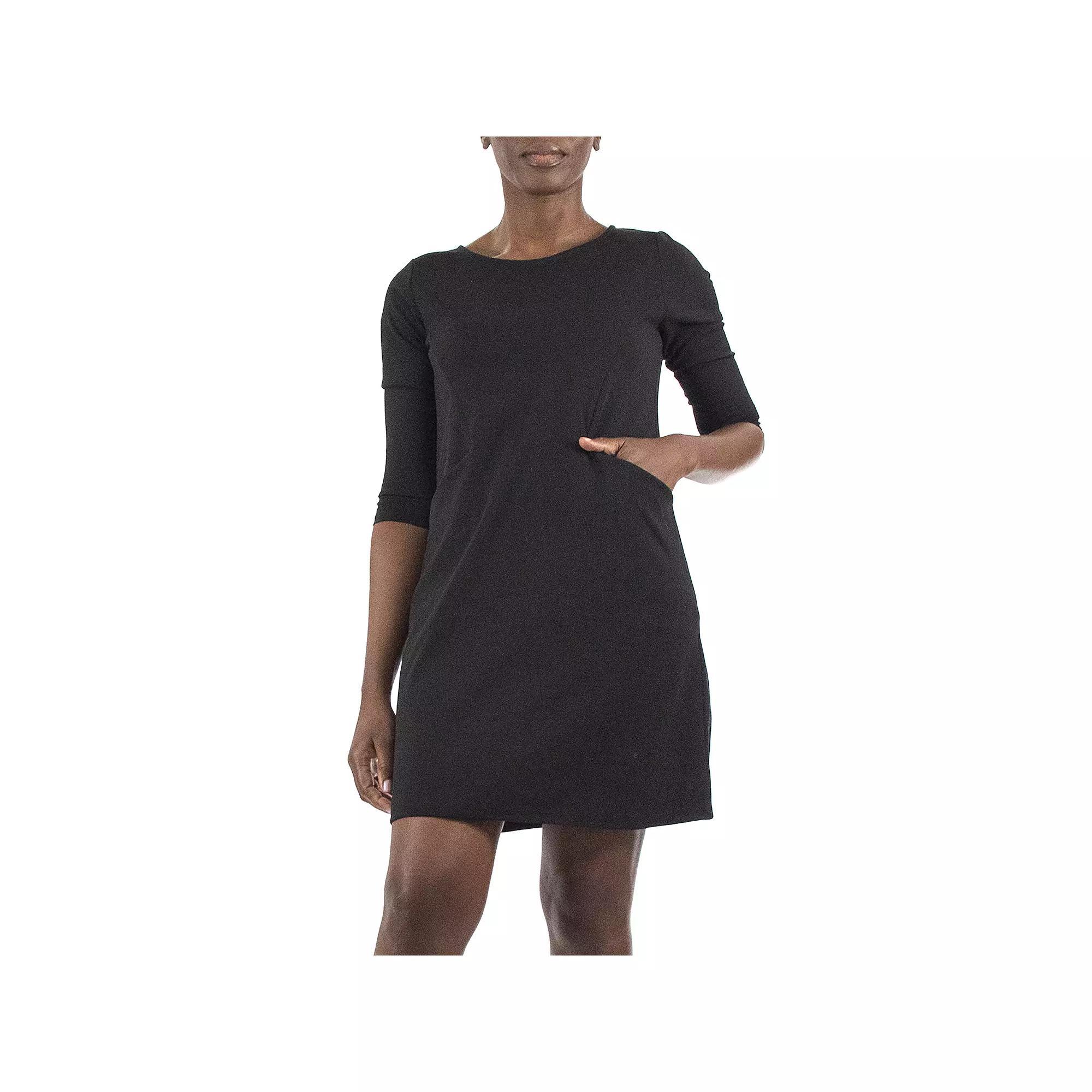 Women's Nina Leonard Crepe Trapeze Dress, Size: Large, Black Product Image