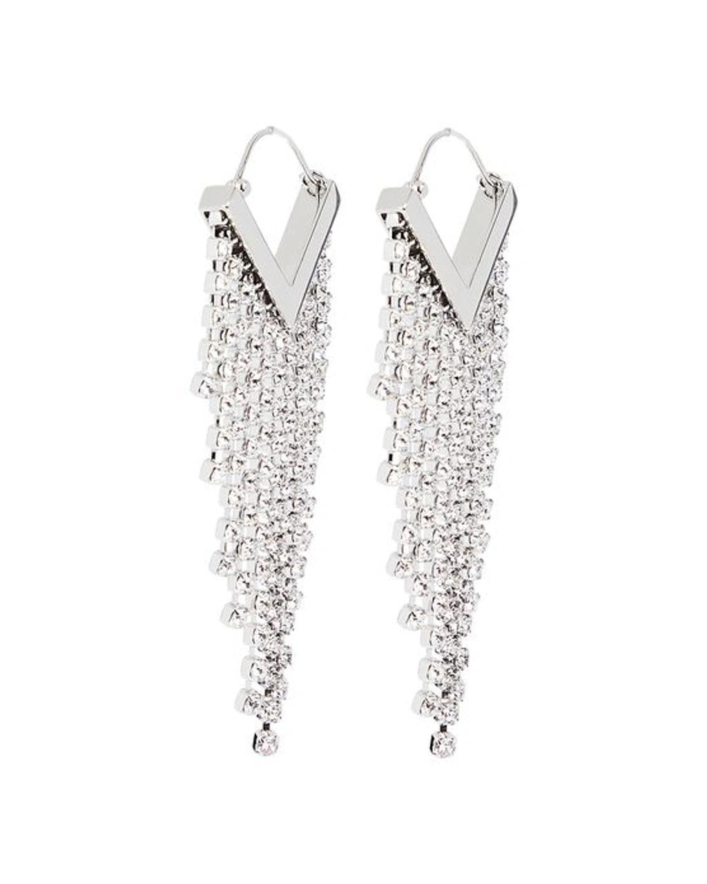 ISABEL MARANT Glass Crystal-embellished Earrings In Silver Product Image