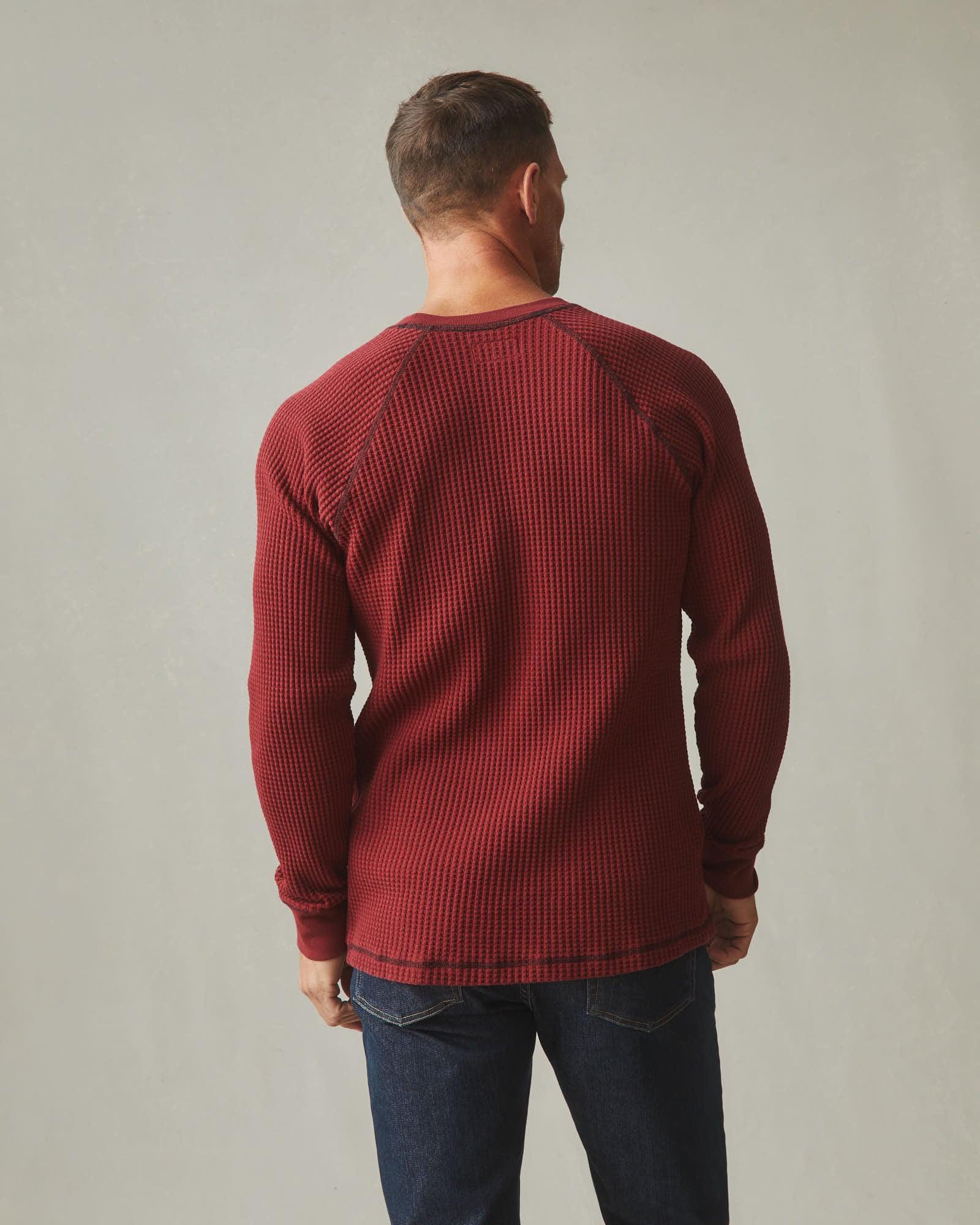 Waffle Crew Tee Long Sleeve - Oxblood Male Product Image