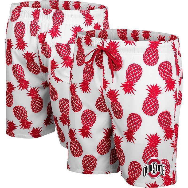 Mens Colosseum /Scarlet Ohio State Buckeyes Pineapple Swim Shorts Product Image