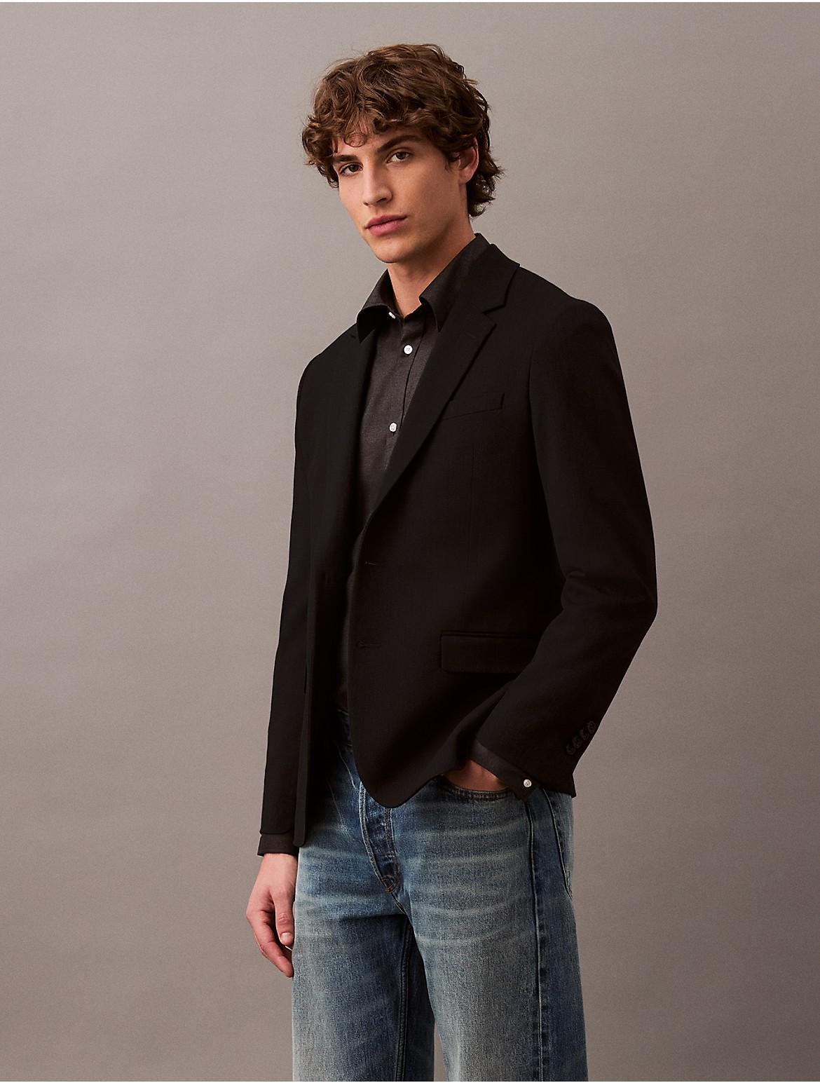 Calvin Klein Mens Slim Wool Gabardine Blazer - Black - XS Product Image