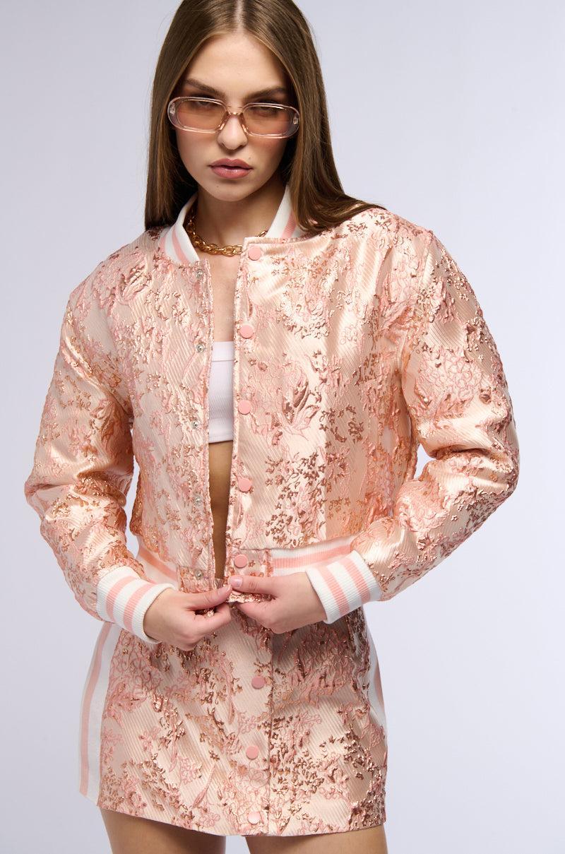 SWEET THING BROCADE BOMBER IN PINK Product Image