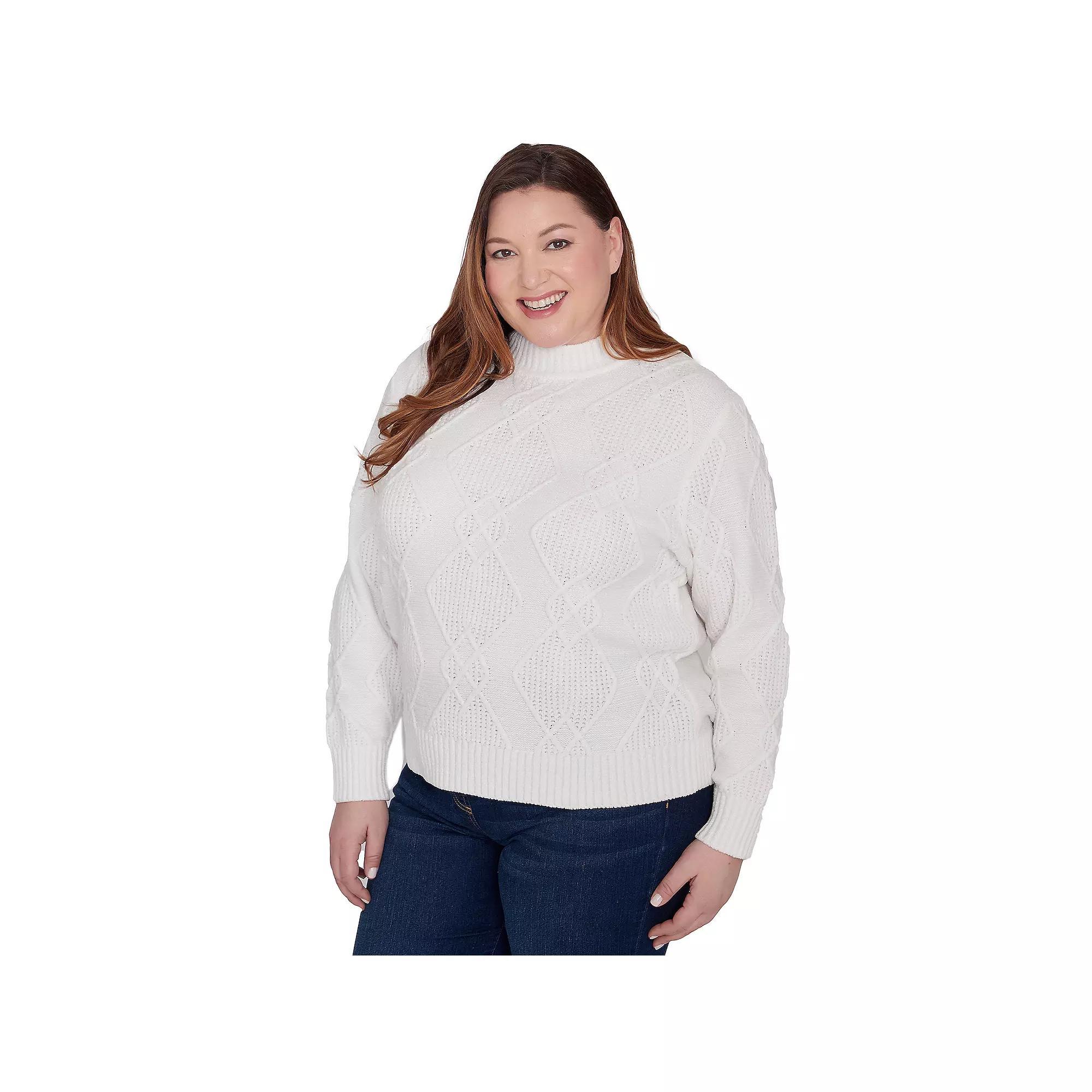 Plus Size Alfred Dunner Chenille Diamond Mockneck Sweater, Women's, Size: 1XL, Pink Product Image