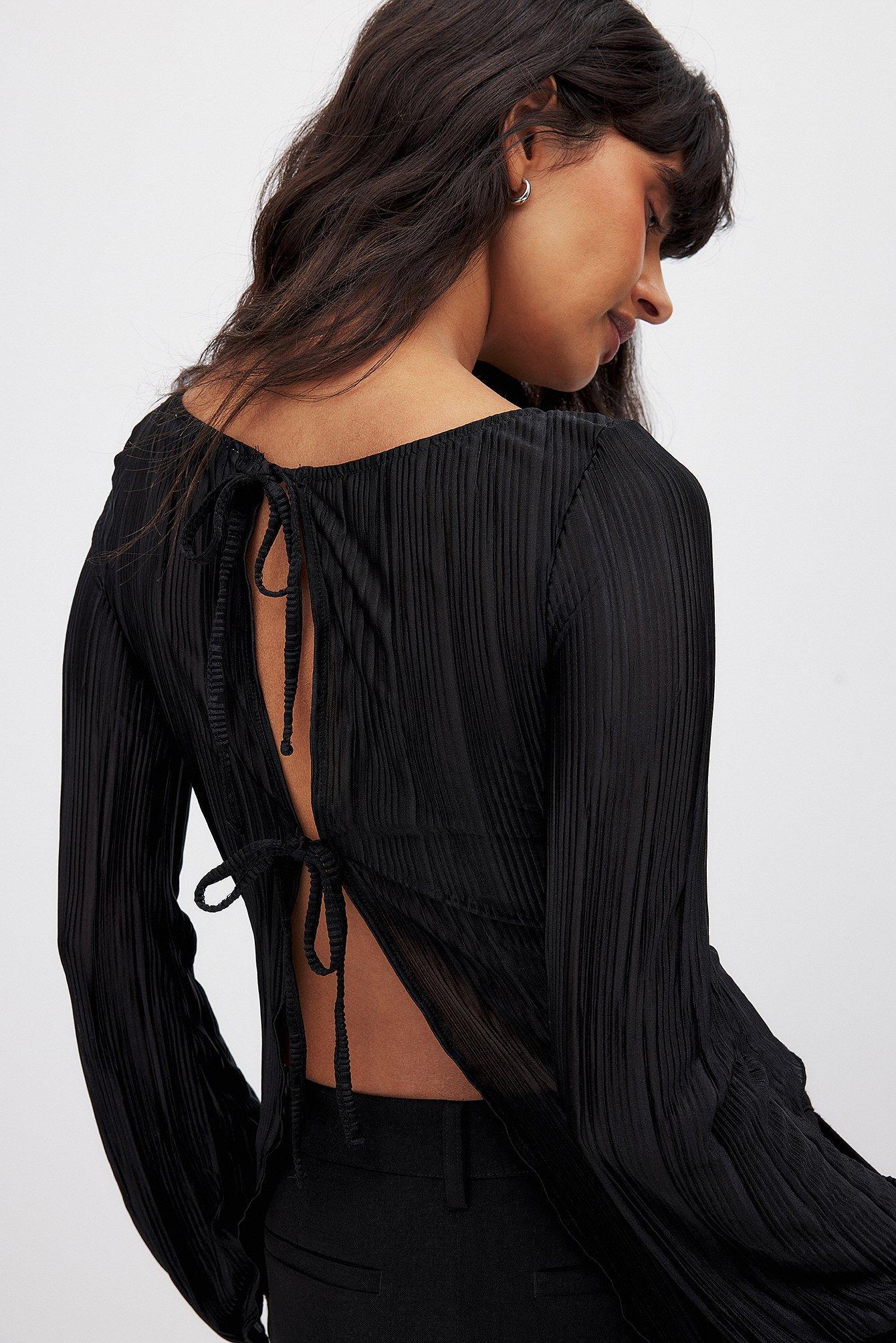 Back Tie Strap Long Sleeve Top Product Image