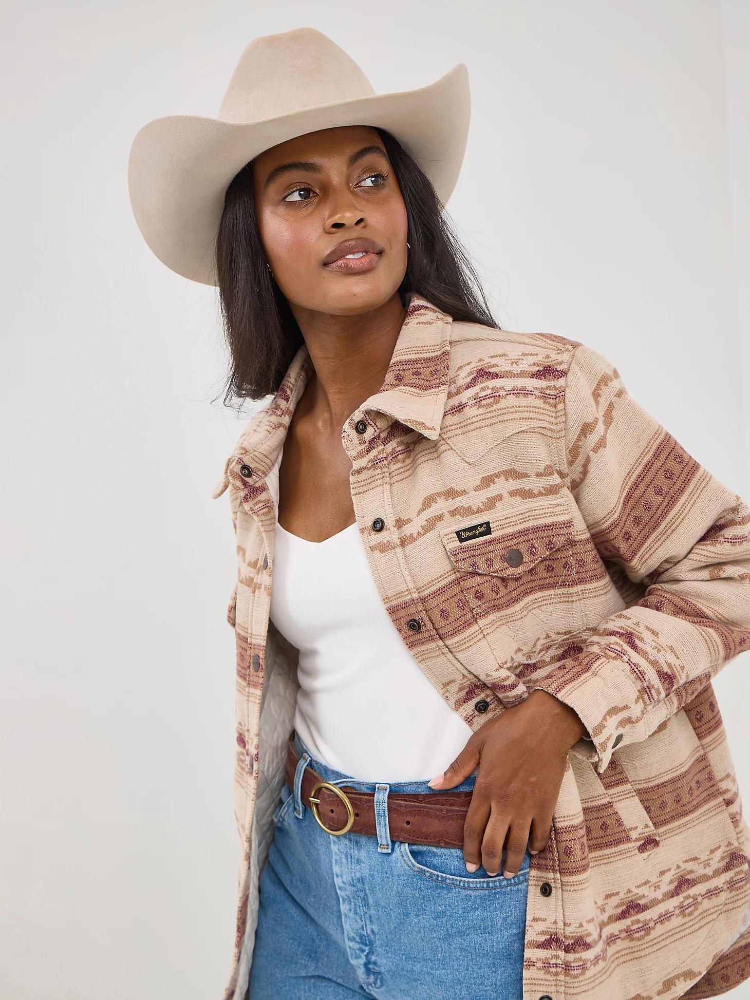Women's Wrangler Quilt Lined Jacquard Shacket in Pale Product Image