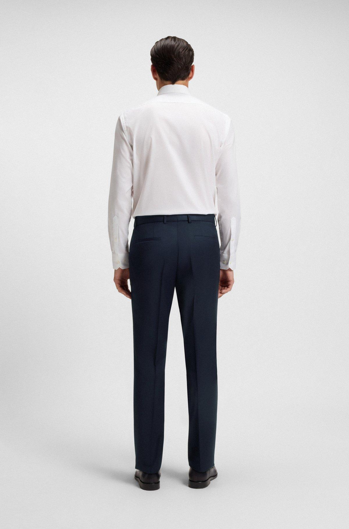BOSS - Extra-slim-fit pants in virgin-wool serge - Dark Blue Product Image