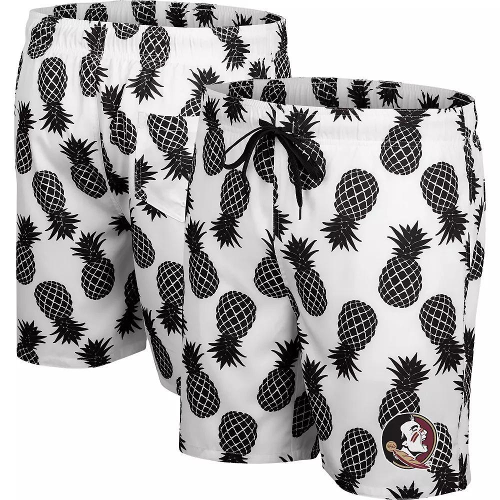 Men's Colosseum White/Black Florida State Seminoles Pineapple Swim Shorts, Size: 3XL Product Image