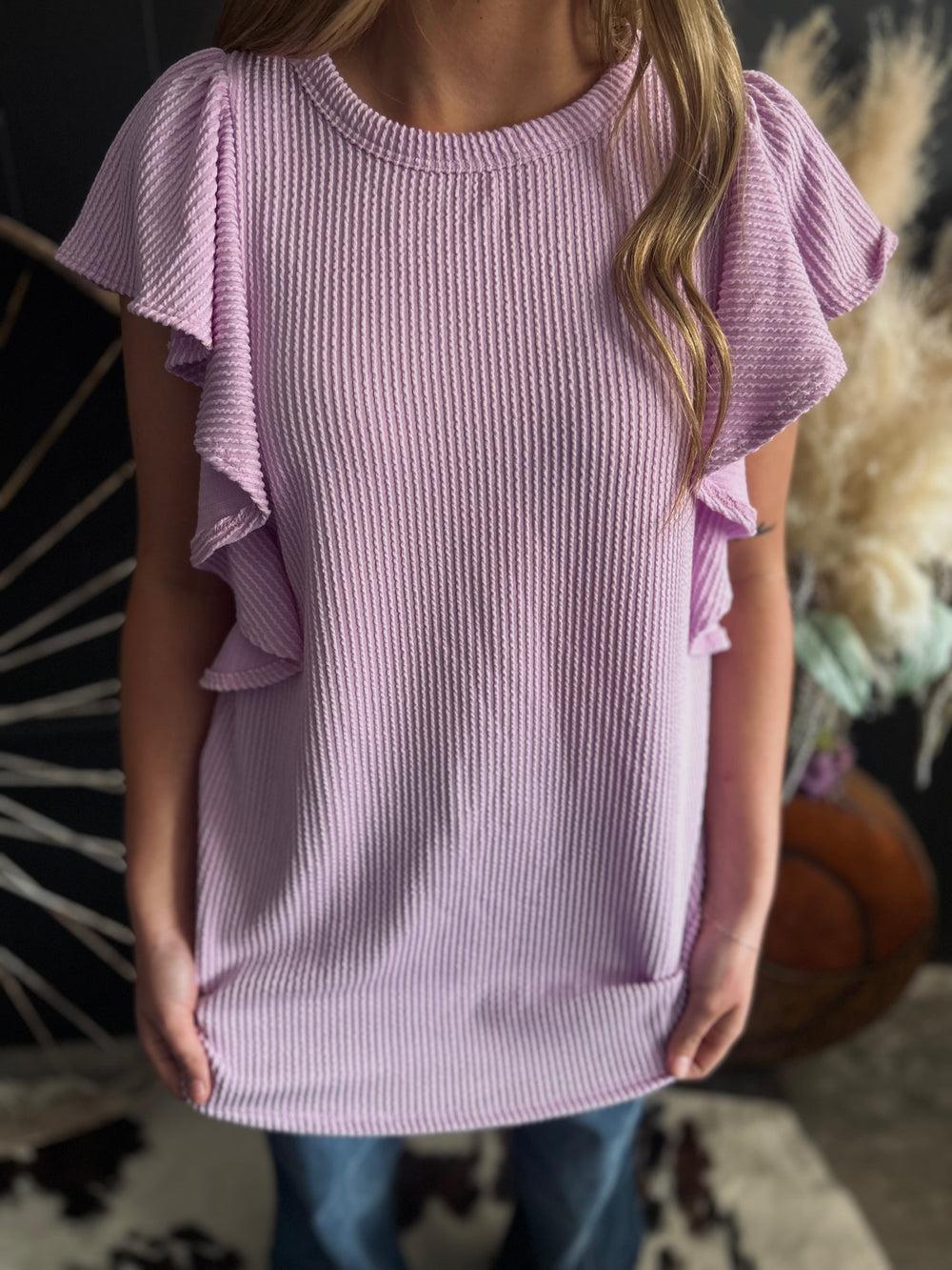 Ruffled Sleeve Solid Top-6 Colors Product Image