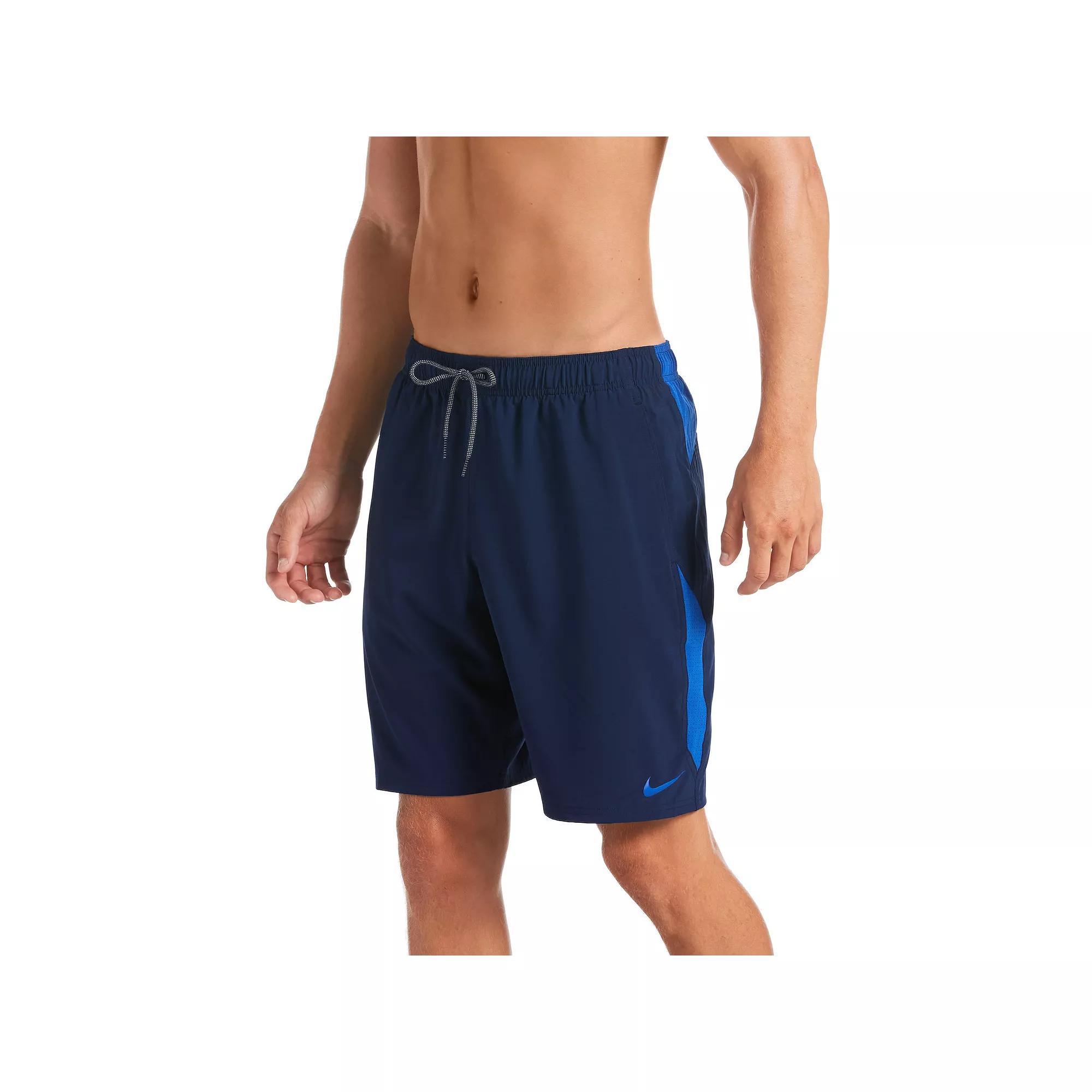 Mens Nike 9 Core Contend Swim Trunks Black Navy Product Image
