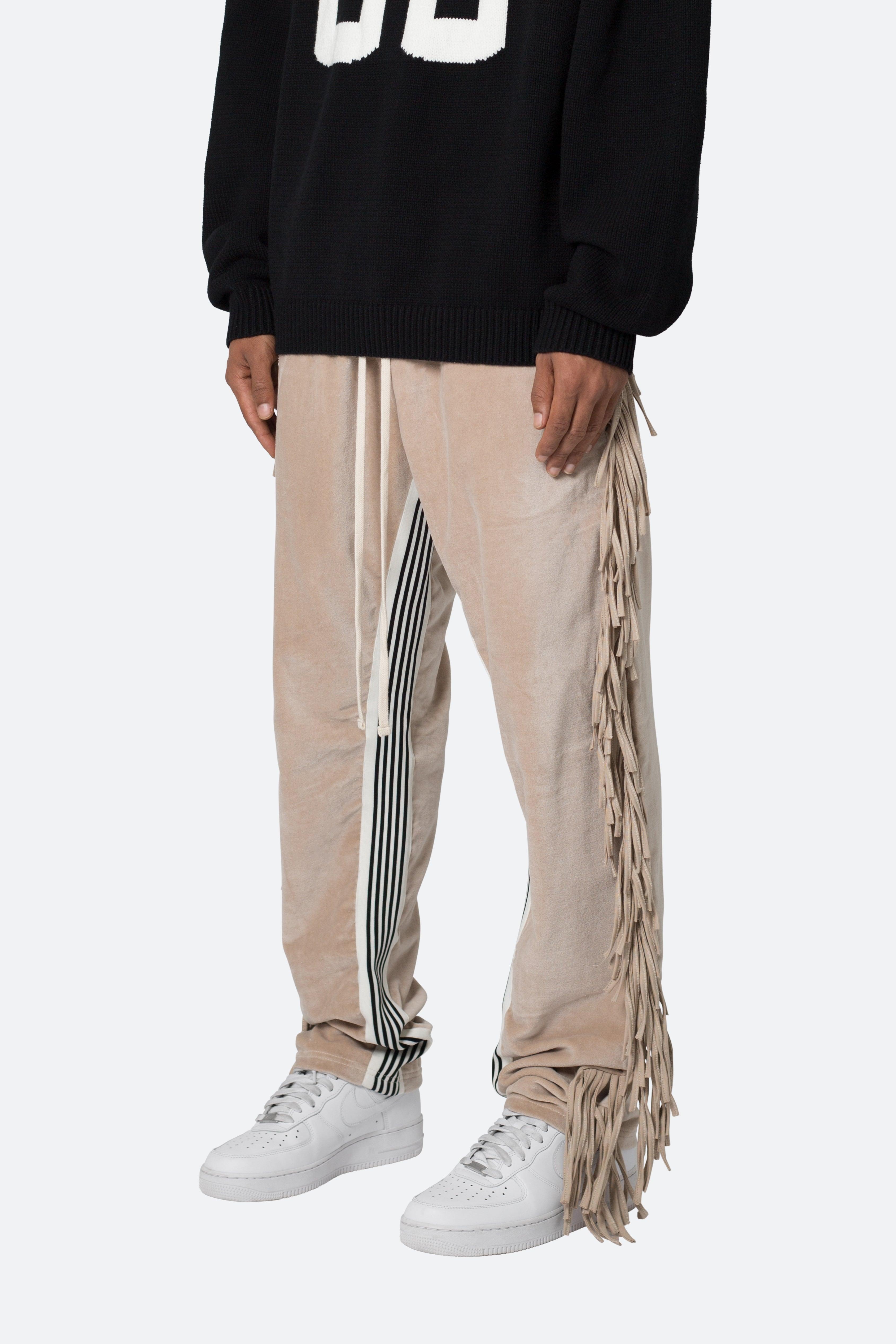 Fringe Velour Sweatpants - Dust Product Image