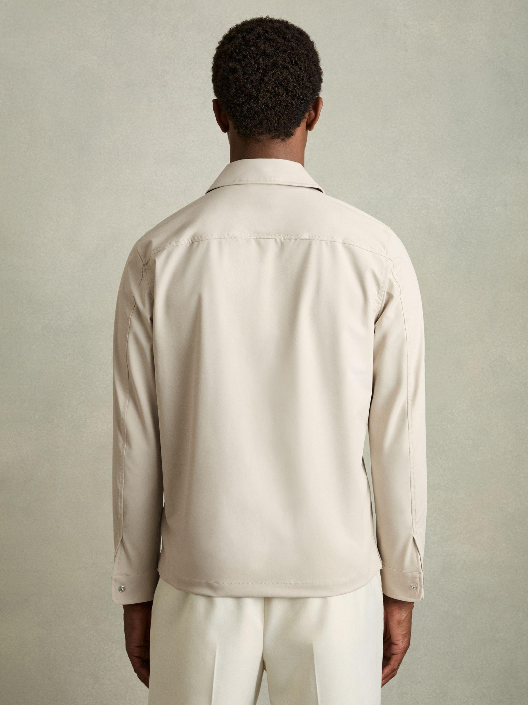 Technical Zip-Through Overshirt in Stone Product Image