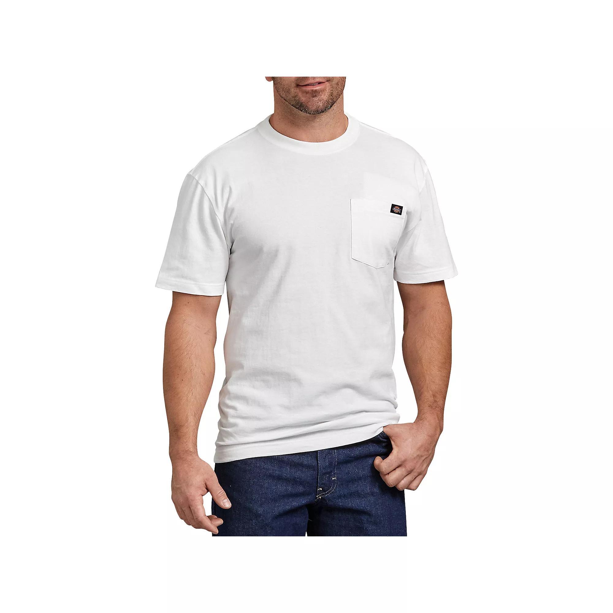 Dickies Men's Short Sleeve Relaxed Fit Pocket T-Shirt - White L: Heavyweight Cotton Crew, Jersey Pullover Product Image