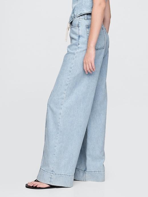 Mid Rise UltraSoft Denim Baggy Trousers Product Image