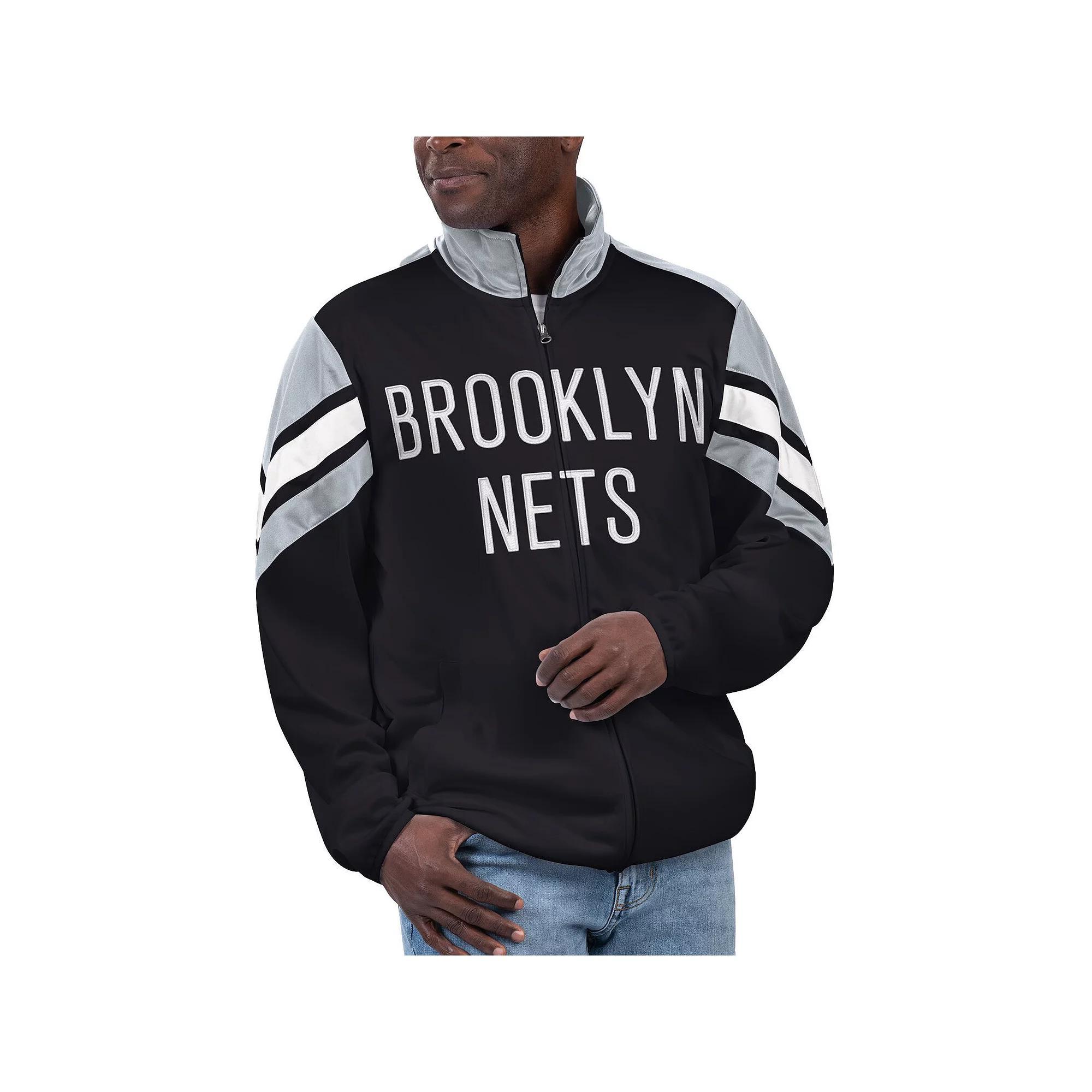 Men's G-III Sports by Carl Banks Black Brooklyn Nets Game Ball Full-Zip Track Jacket,  Product Image