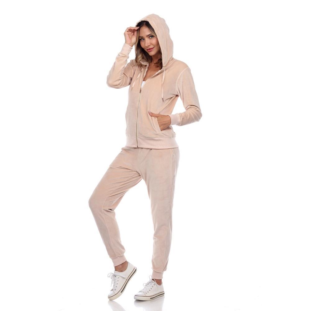 Women's 2 Piece Velour Tracksuit Set - White Mark Product Image