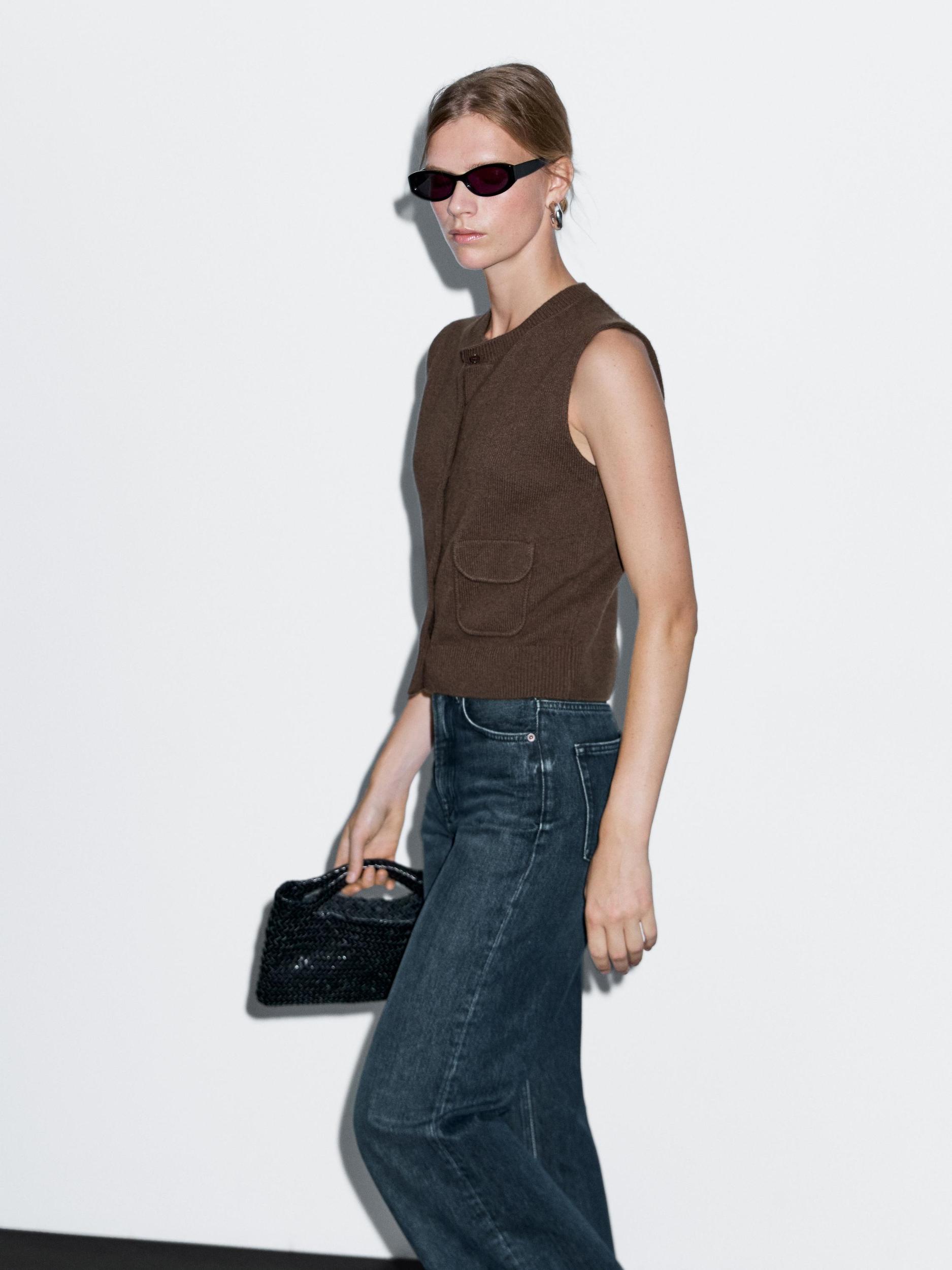 Wool blend vest with pocket details Product Image