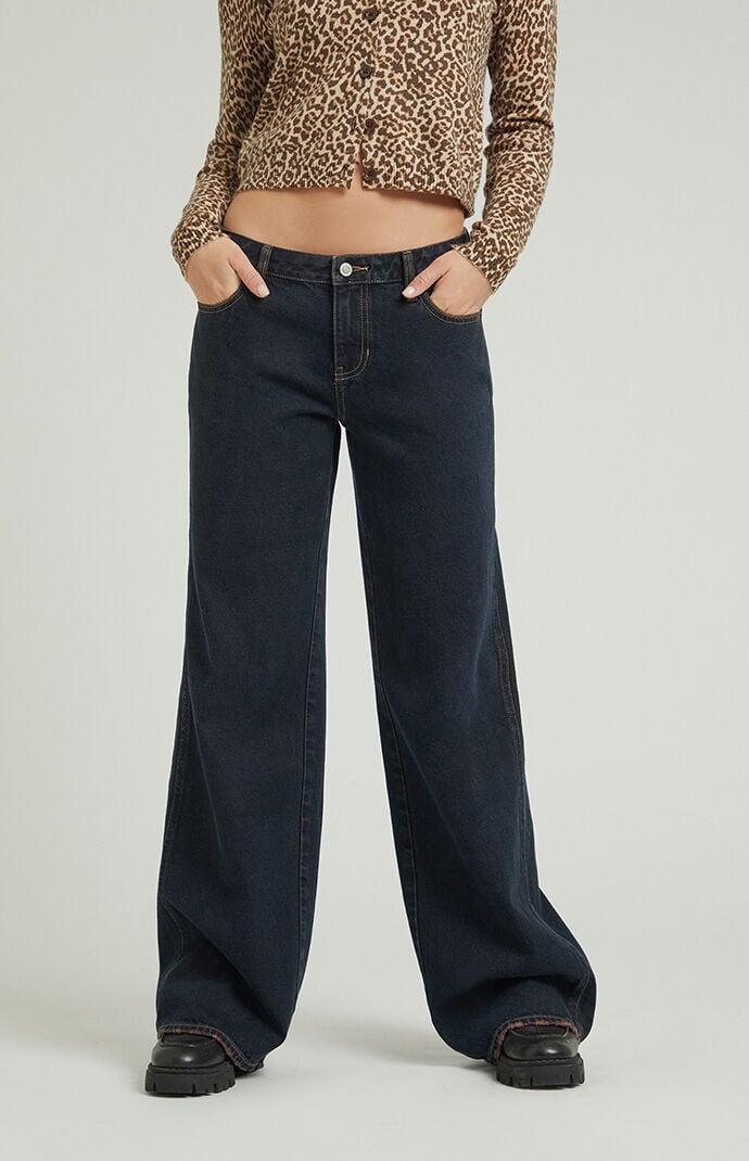 Women's Dark Indigo Low Rise Baggy Jeans Product Image