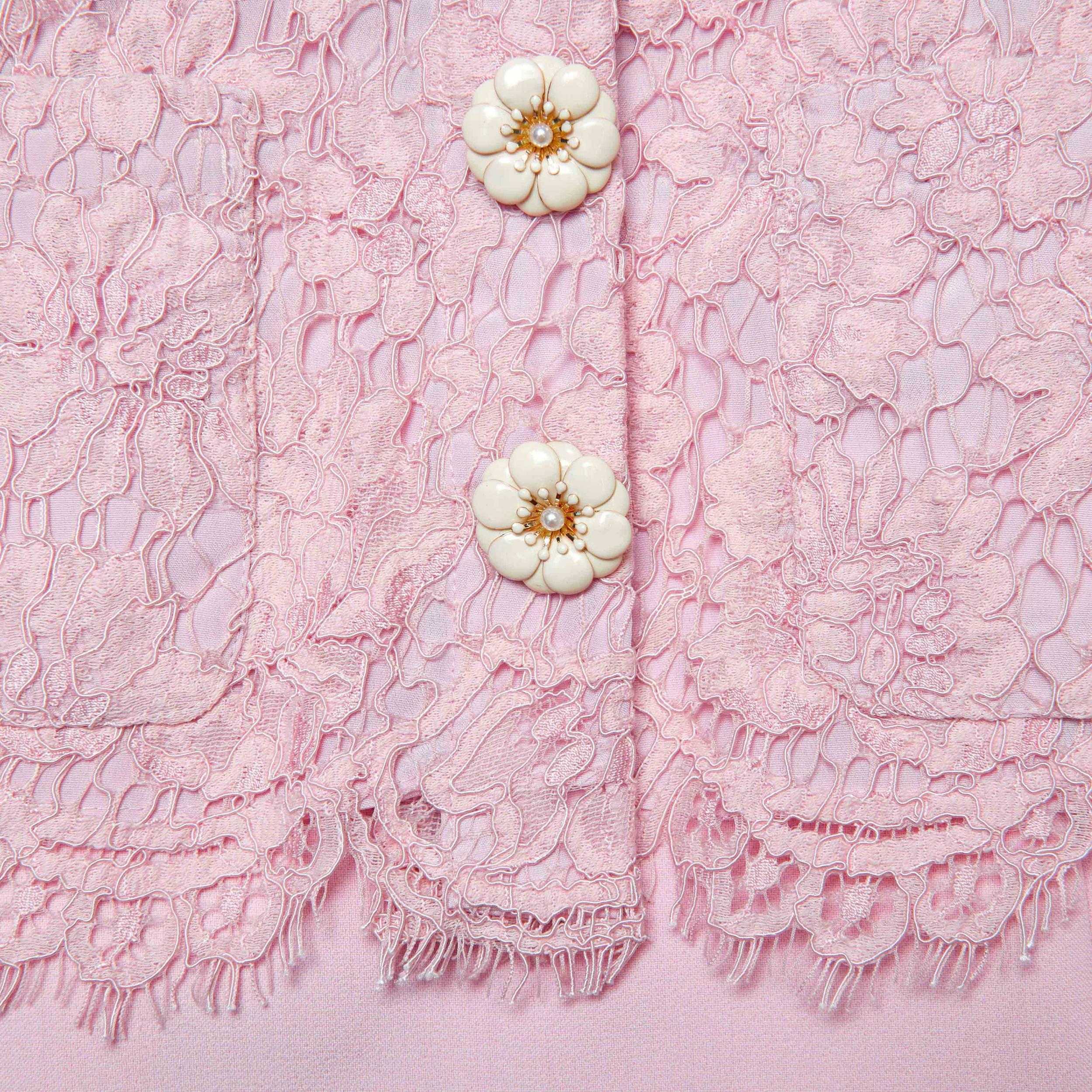 Pink Tailored Lace Midi Dress Product Image