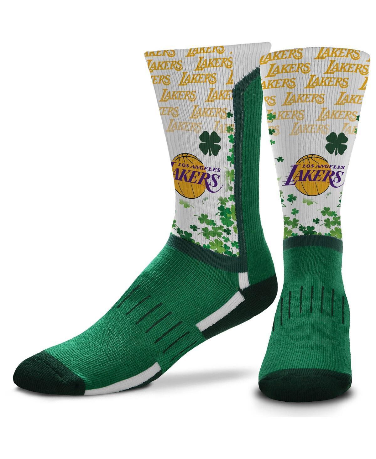 For Bare Feet Los Angeles Lakers Four Leaf St. Patricks Day V-Curve Crew Socks, Mens Product Image