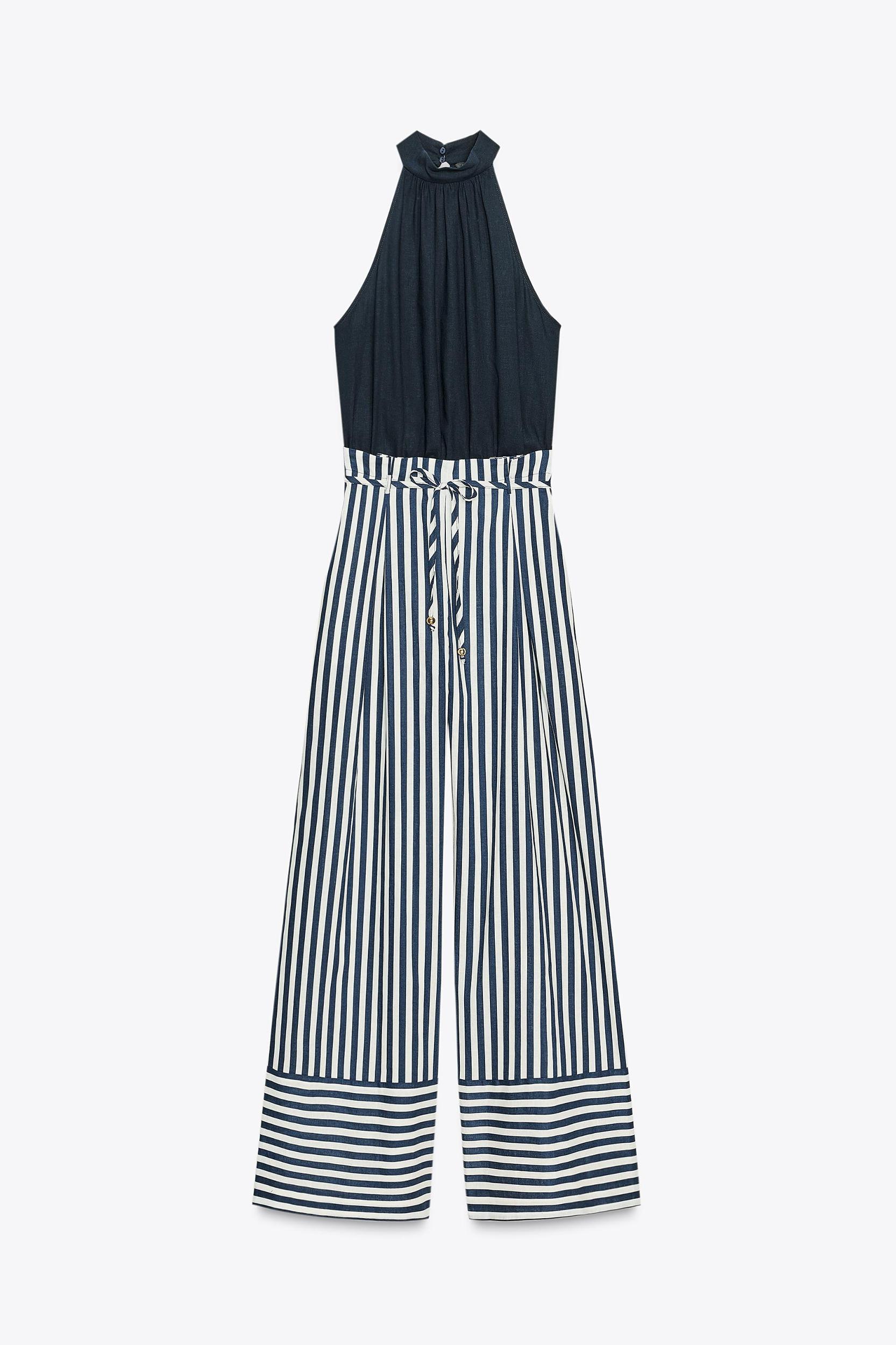 LINEN BLEND LONG JUMPSUIT Product Image