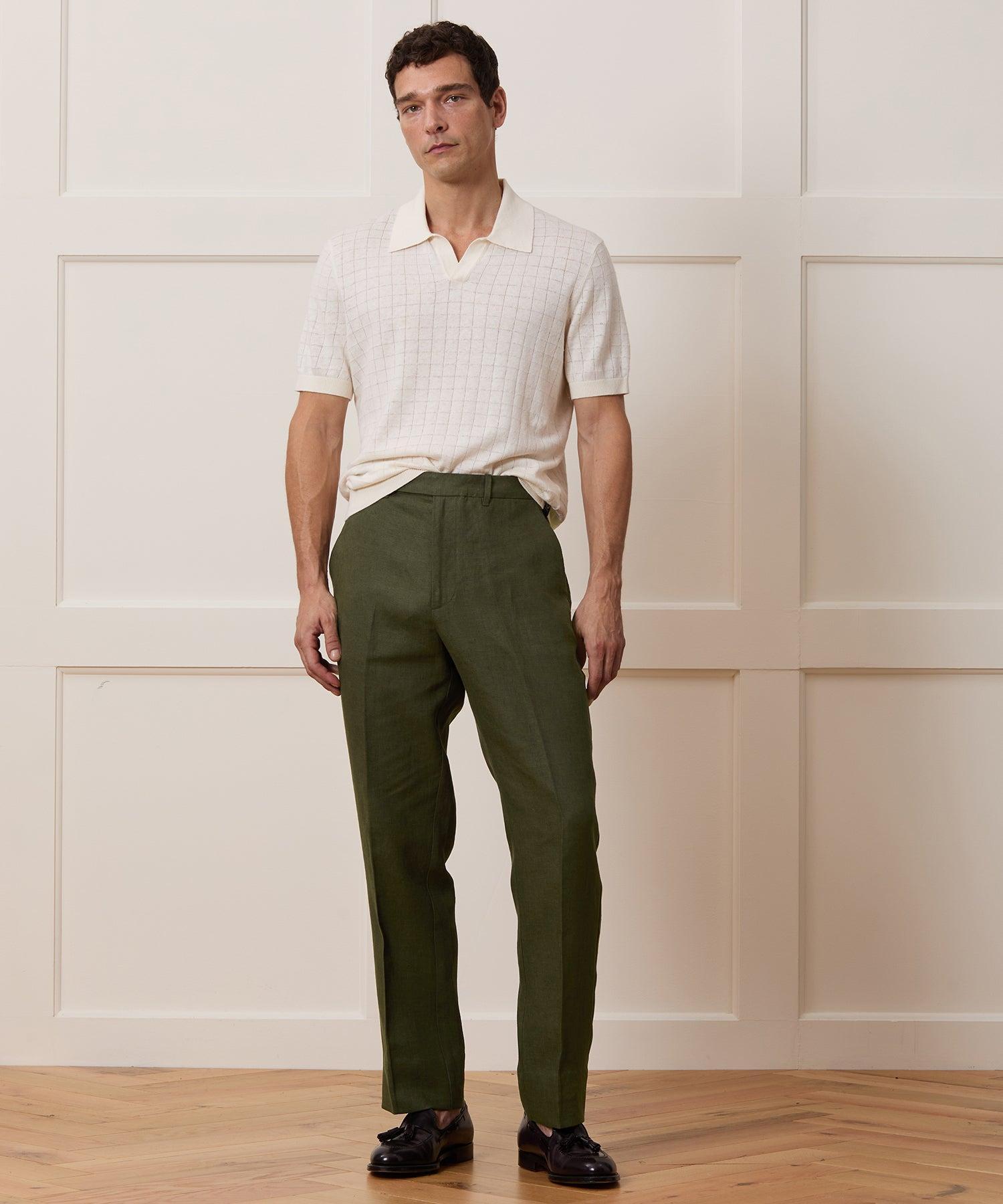 Straight Fit Linen Tab Trouser Product Image