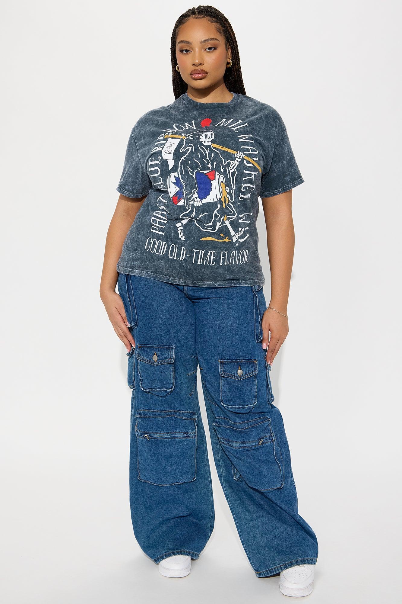 PBR Reaper Washed Oversized Tee - Charcoal Female Product Image