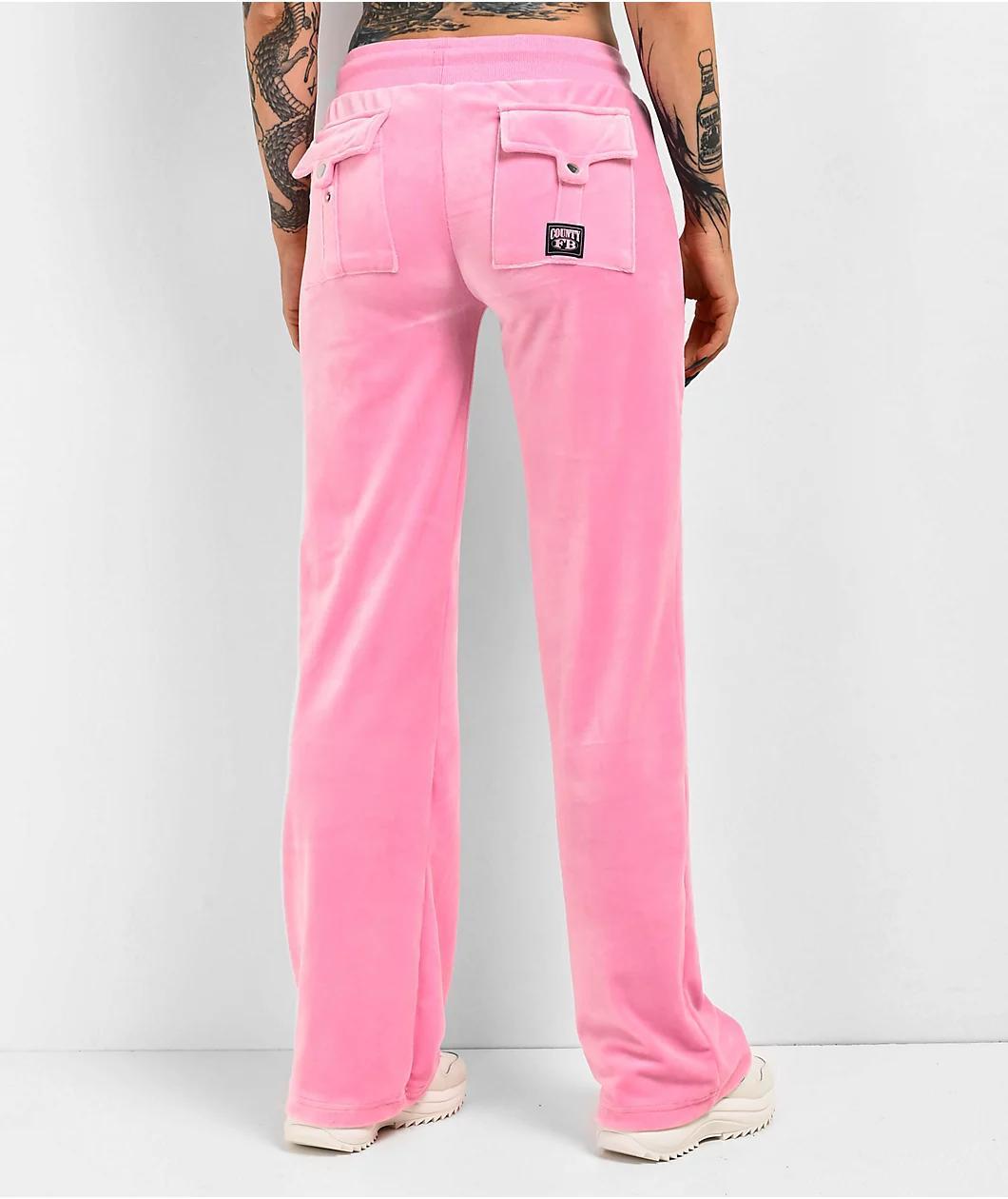 FB County Pink Velour Track Pants Product Image