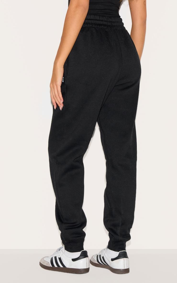 PRETTYLITTLETHING Black Logo High Waisted Cuffed Sweatpants Product Image