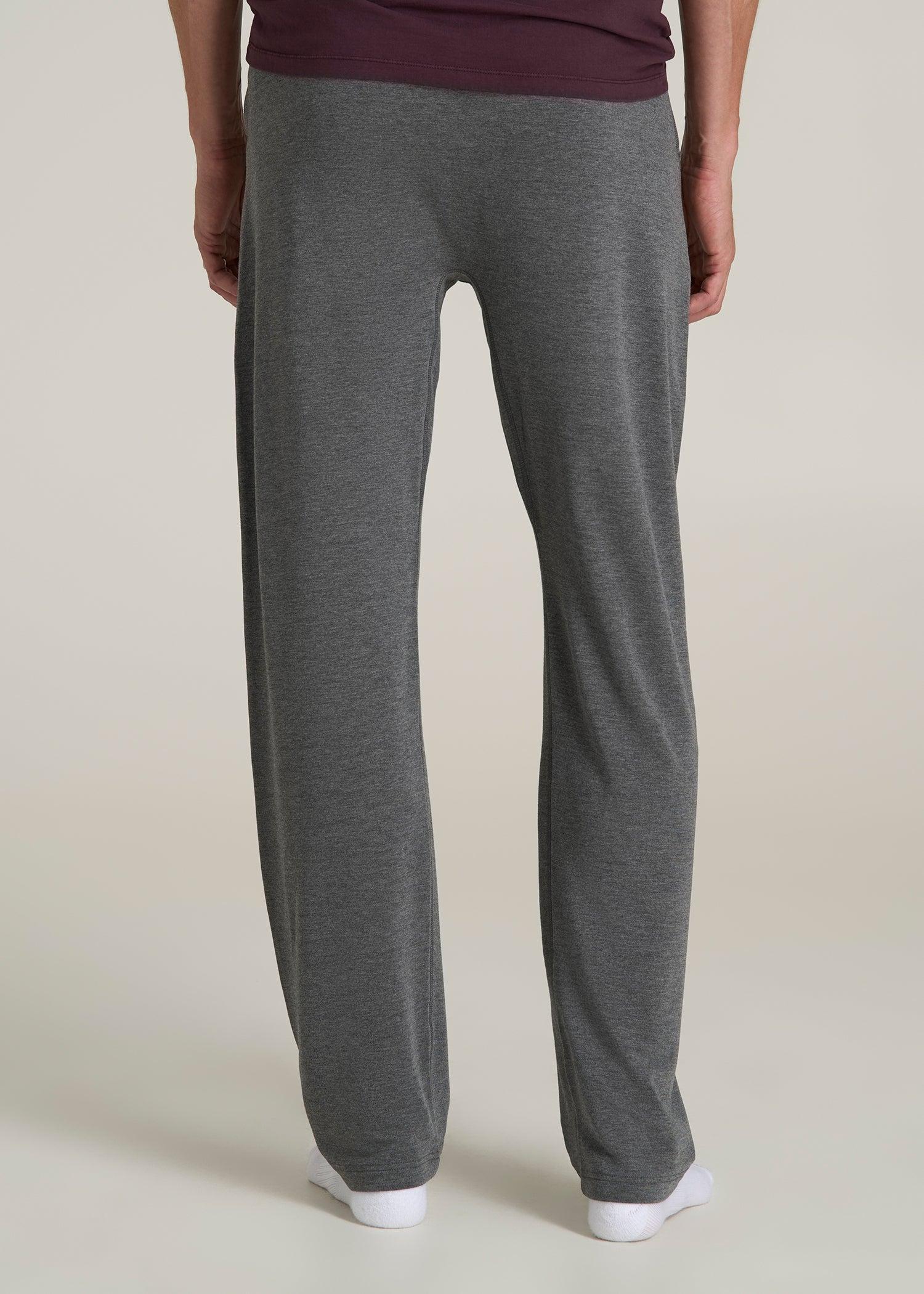 Open-Bottom Pajama Pants for Tall Men in Charcoal Mix Male Product Image