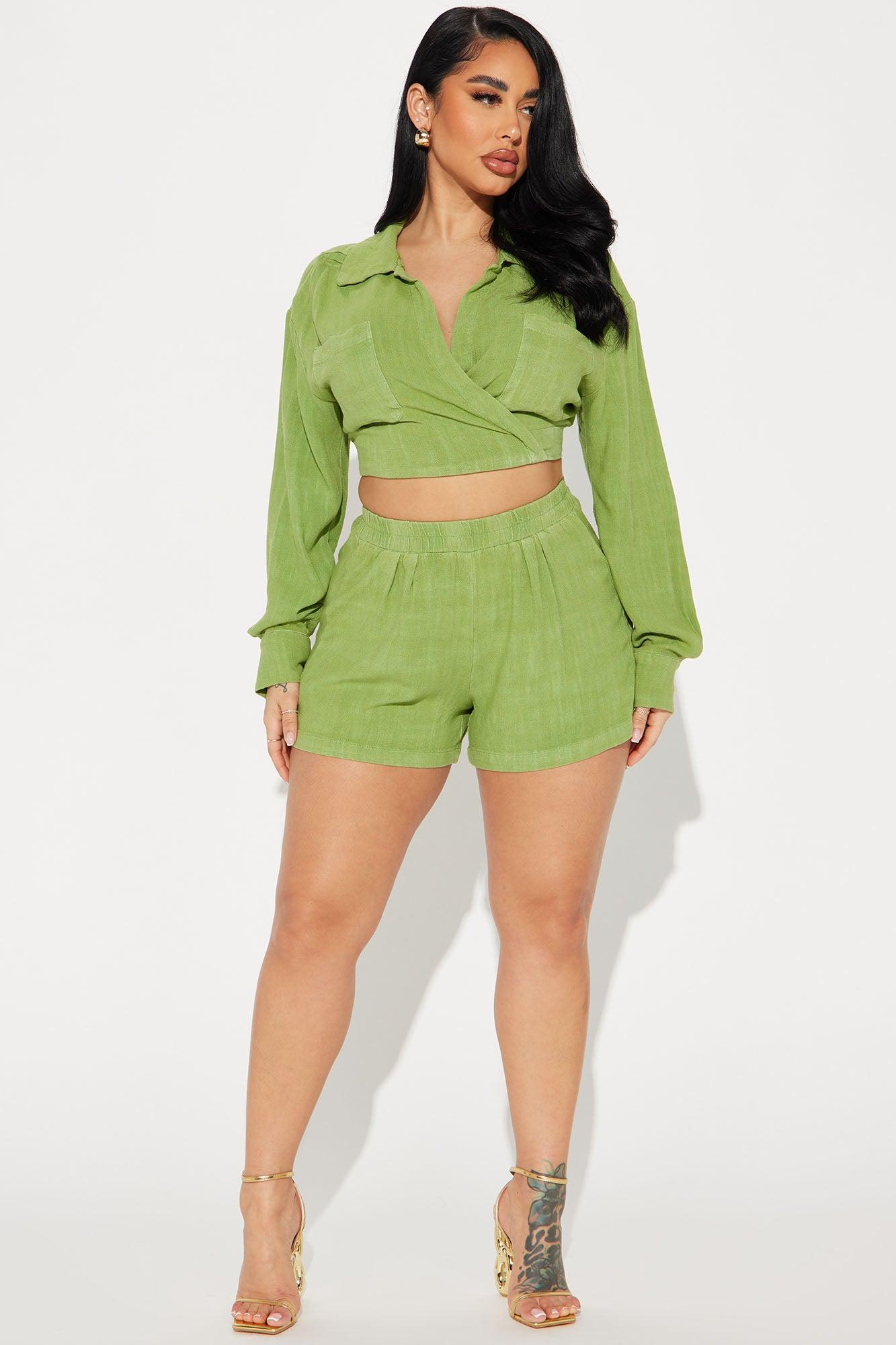 Alanna Washed Short Set - Green Product Image