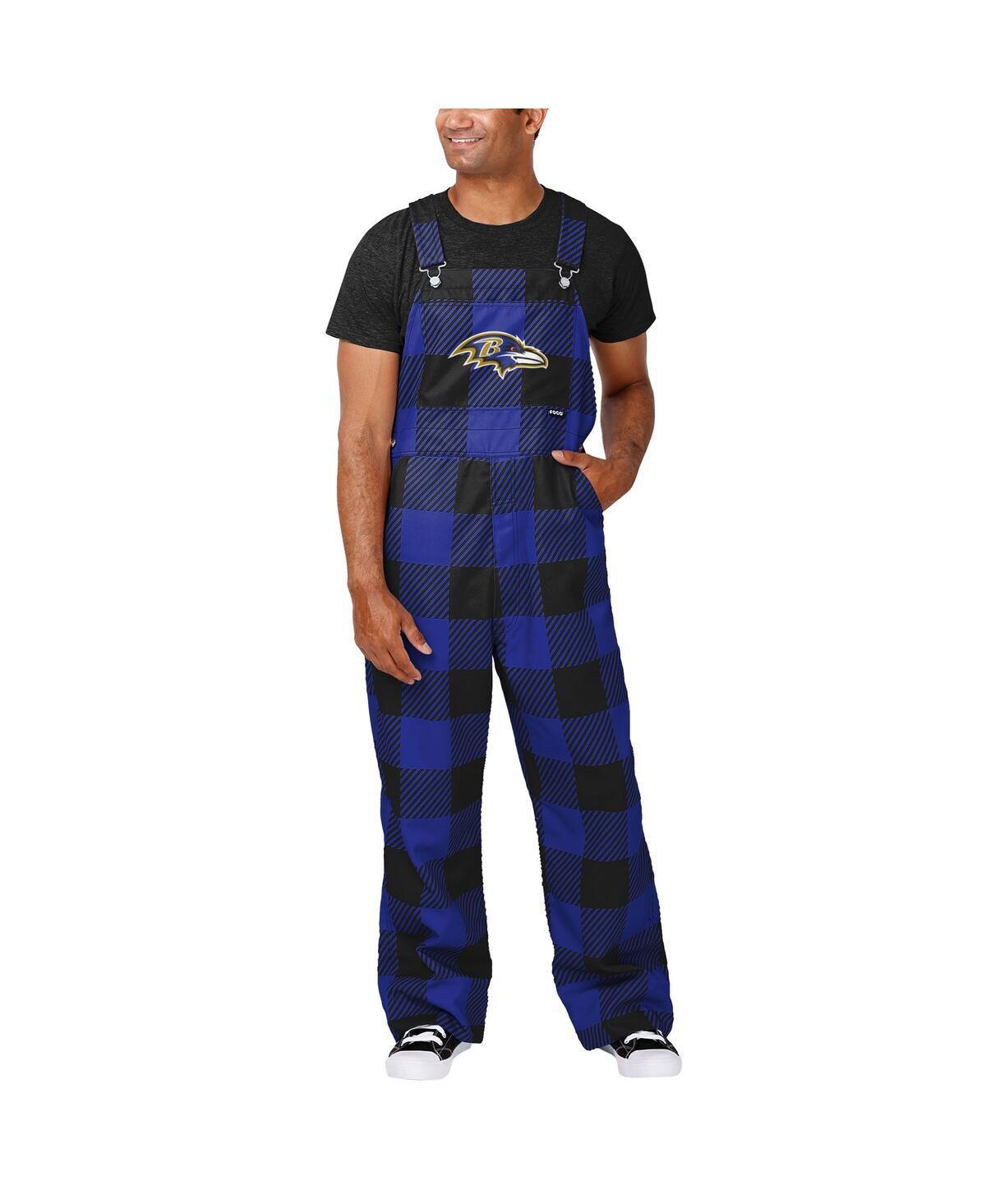 Mens FOCO Baltimore Ravens Big Logo Plaid Overalls Product Image