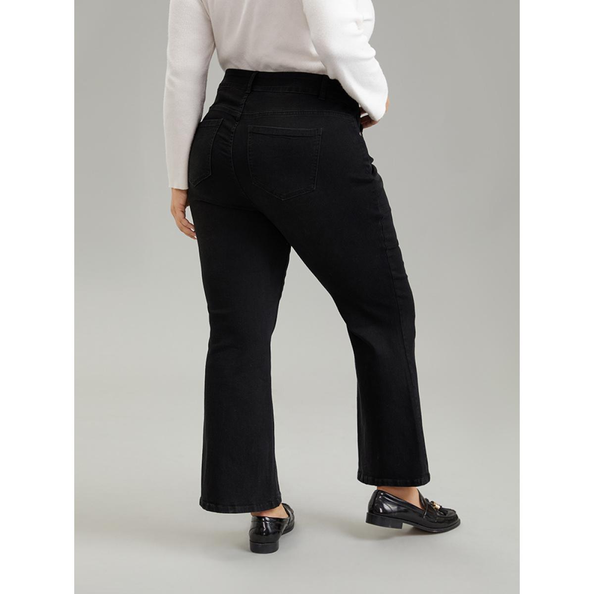 Plus Size Bootcut Full Length Pocket Black Wash Jeans Women DimGray Casual Plain Plain High stretch Pocket Jeans BloomChic 30/6X Product Image