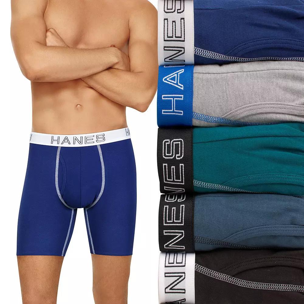 Men's Hanes® 5 Pack Ultimate Stretch Long Leg Boxer Brief Underwear,  Product Image