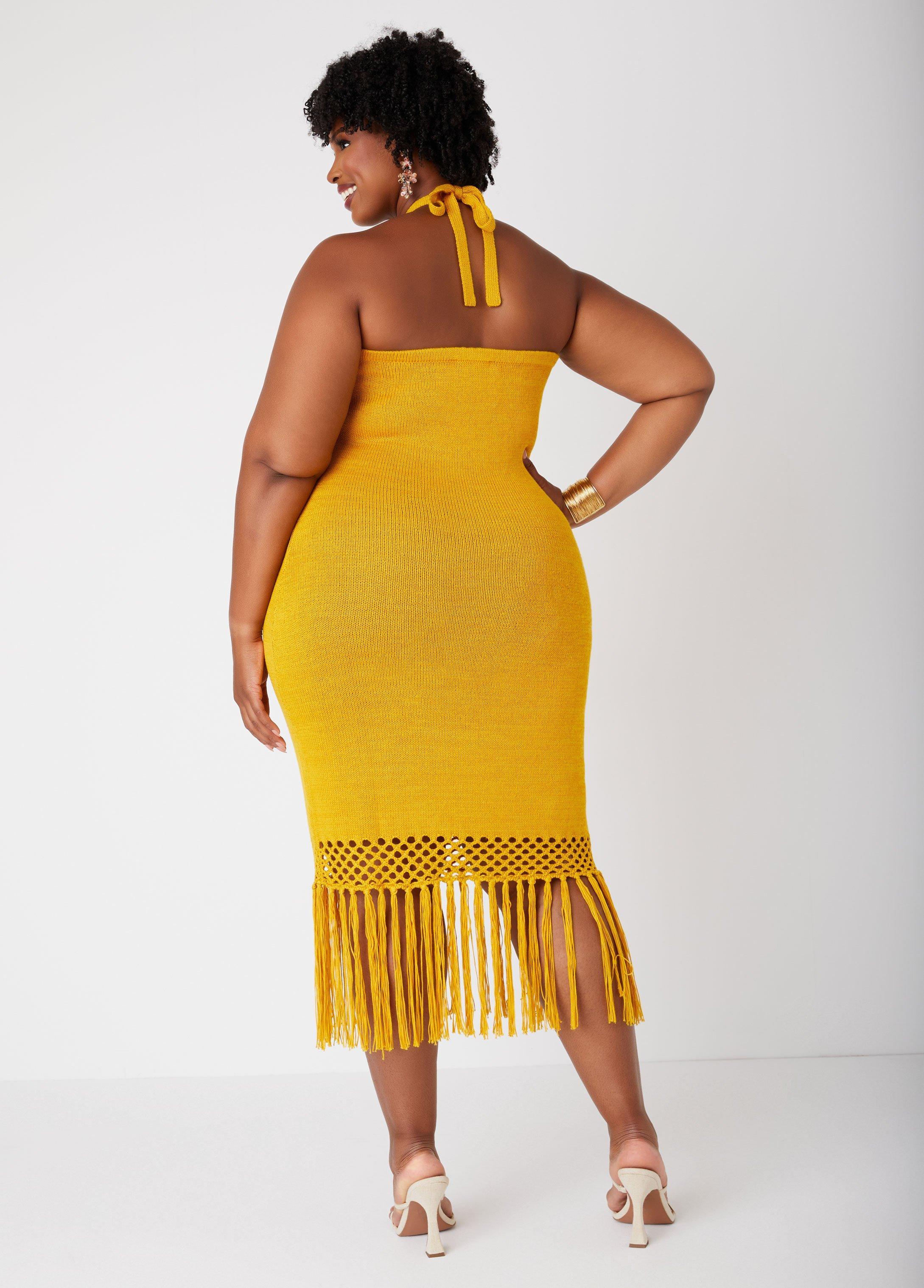 Fringed Halter Midaxi Dress Product Image