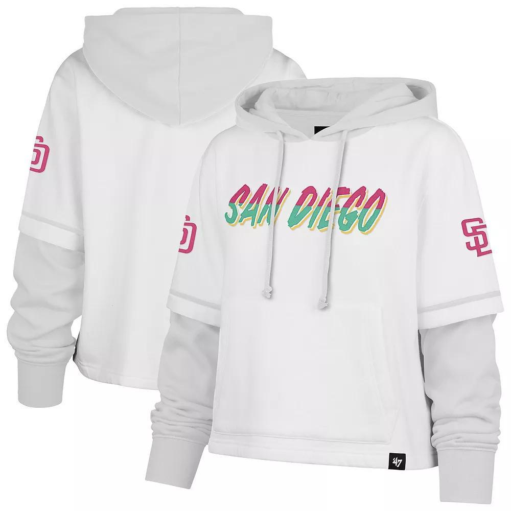 Women's '47 White San Diego Padres City Connect Shortstop Cropped Pullover Hoodie,  Product Image