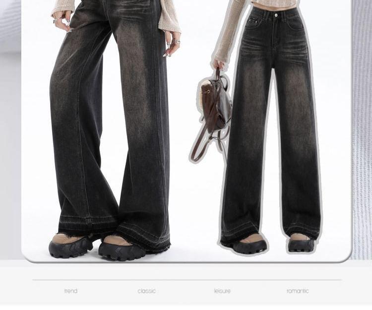 High Rise Washed Wide Leg Jeans (Various Designs) Product Image