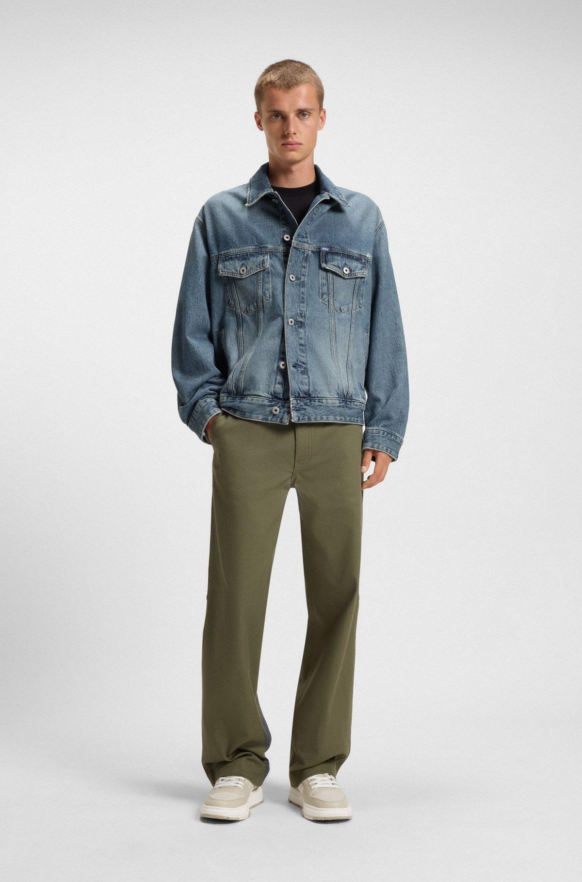 Loose-fit jacket in blue stonewashed denim Product Image