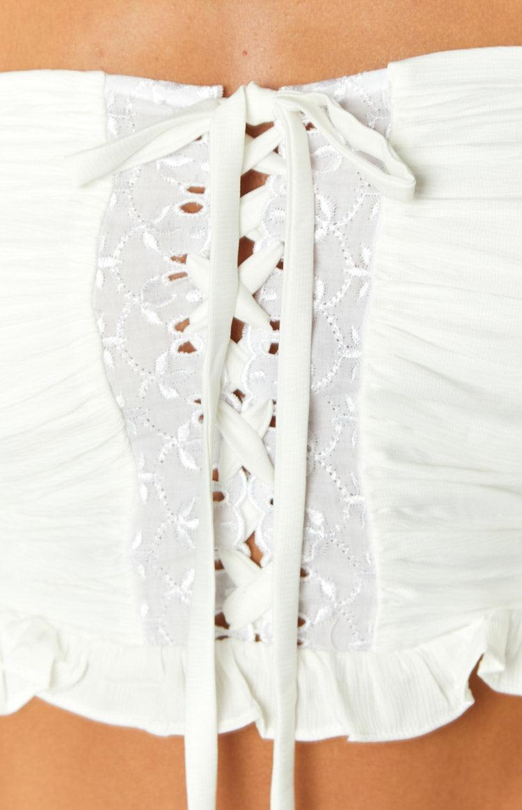Flossy White Strapless Corset Top Product Image